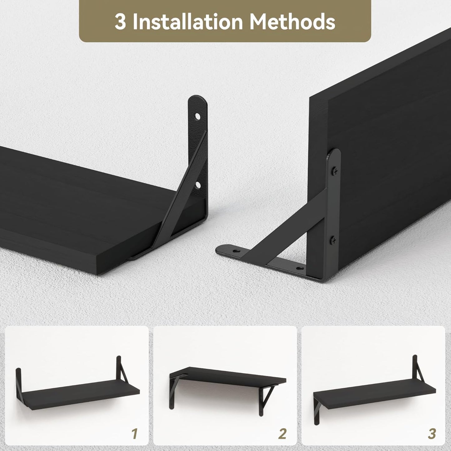DxZephious Floating Bookcases Wall Shelves, Black 2-Pack, 42 x 14.5 12 cm, NEW