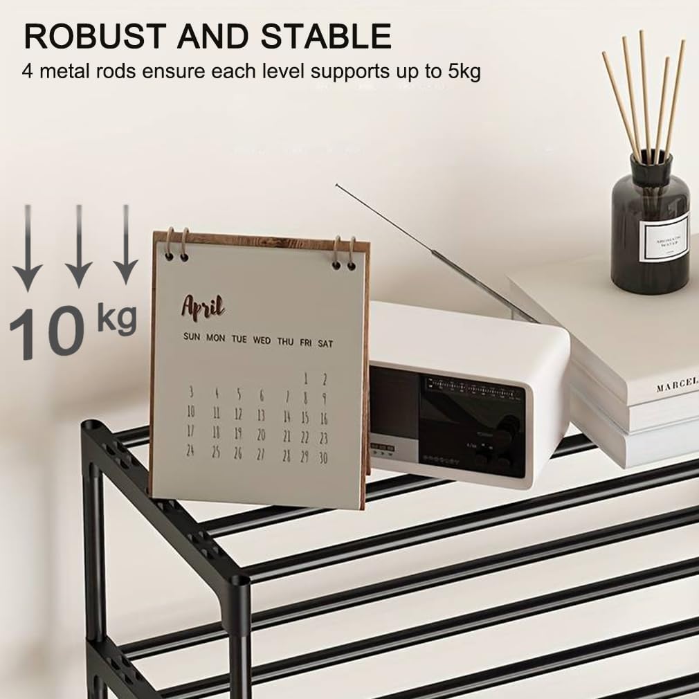 XIANGLV 2 Tier Free Standing Shoe Rack, Rustproof Coating, Black Organizer NEW