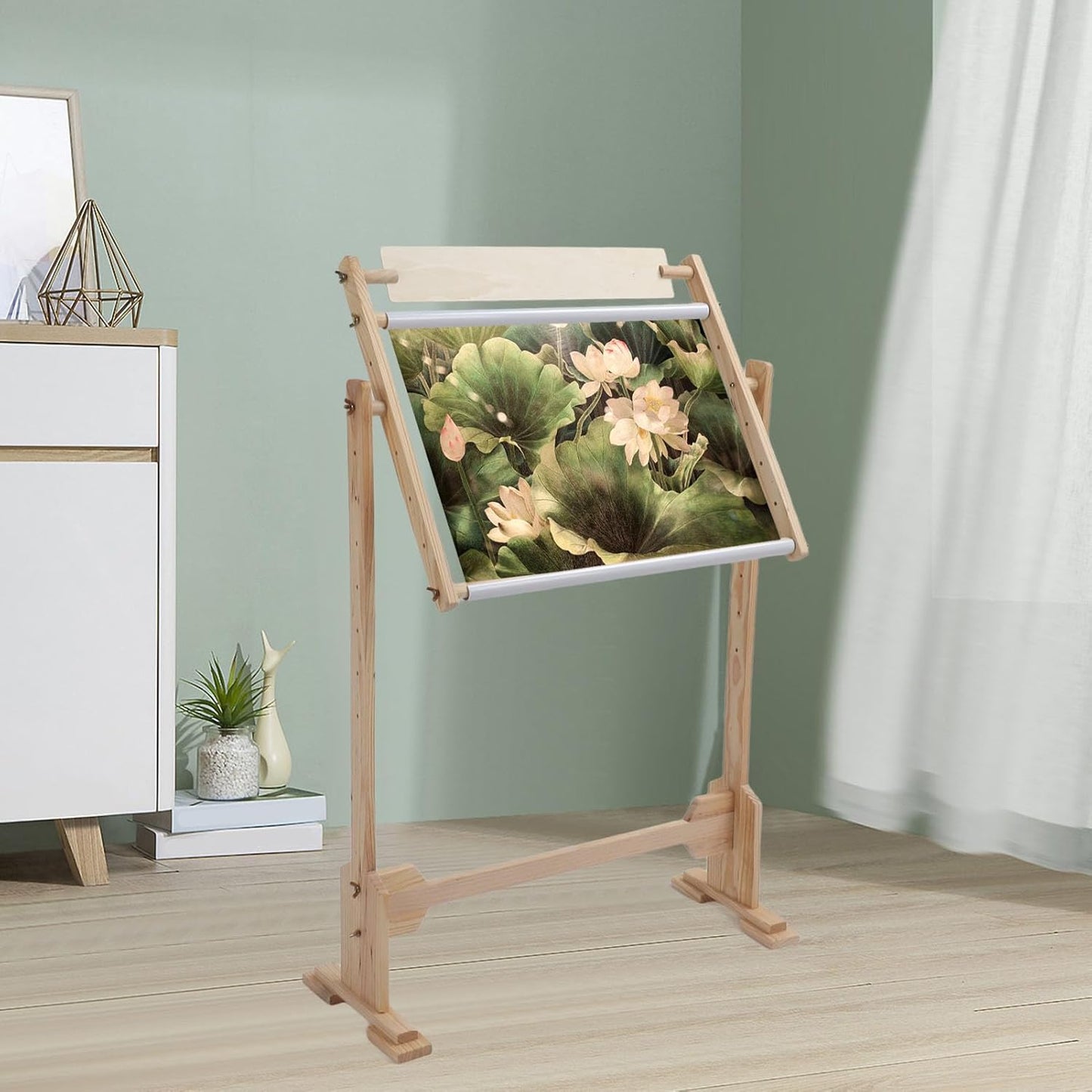Adjustable 360° Stands Rotated Cross Stitch Stand Wooden Frame Light Brown NEW