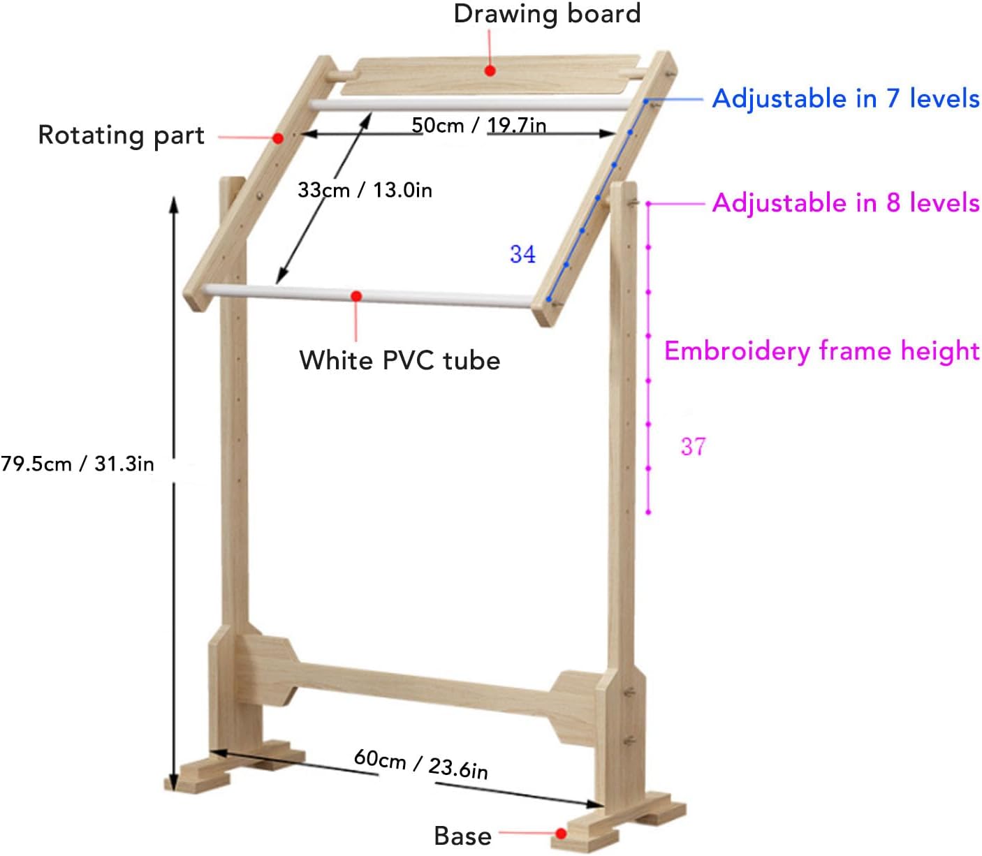 Adjustable 360° Stands Rotated Cross Stitch Stand Wooden Frame Light Brown NEW
