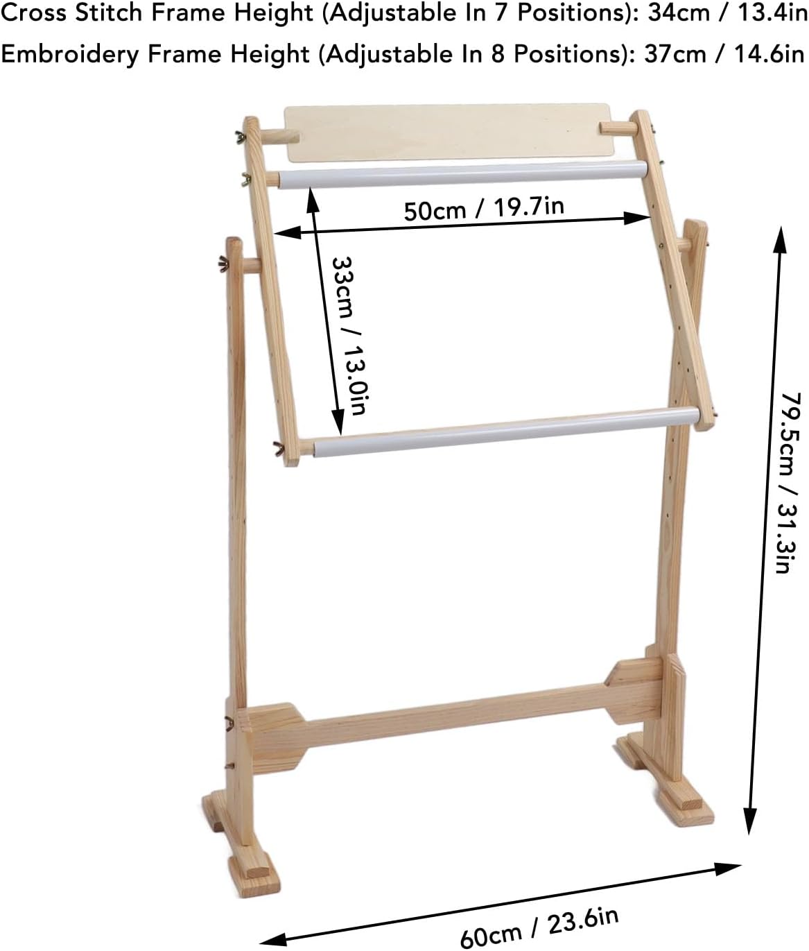 Adjustable 360° Stands Rotated Cross Stitch Stand Wooden Frame Light Brown NEW