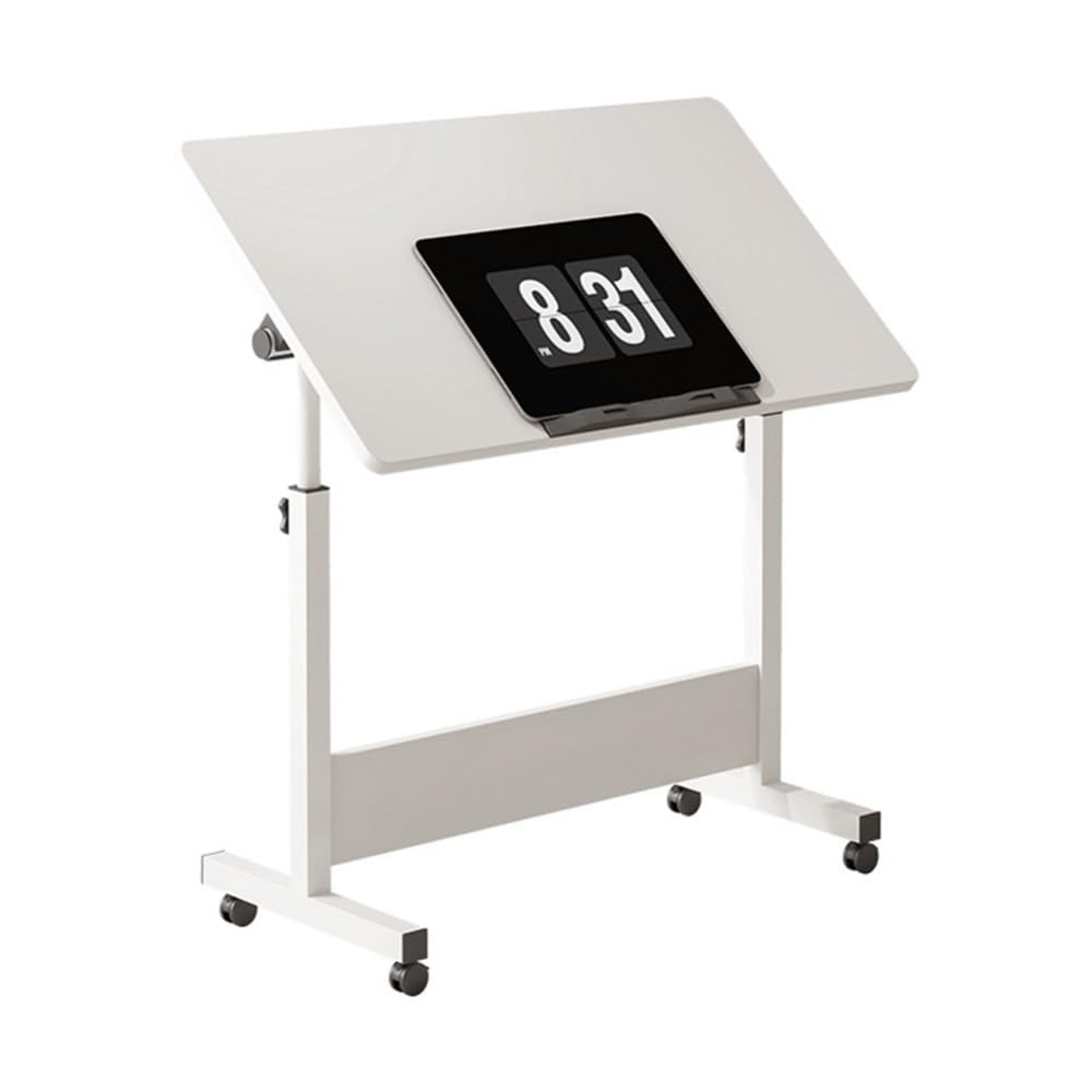 Adjustable White Desks Home Office Study Desk, Compact 40x80x65cm DEMO