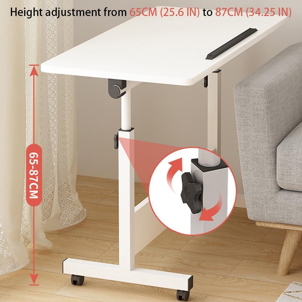 Adjustable White Desks Home Office Study Desk, Compact 40x80x65cm DEMO