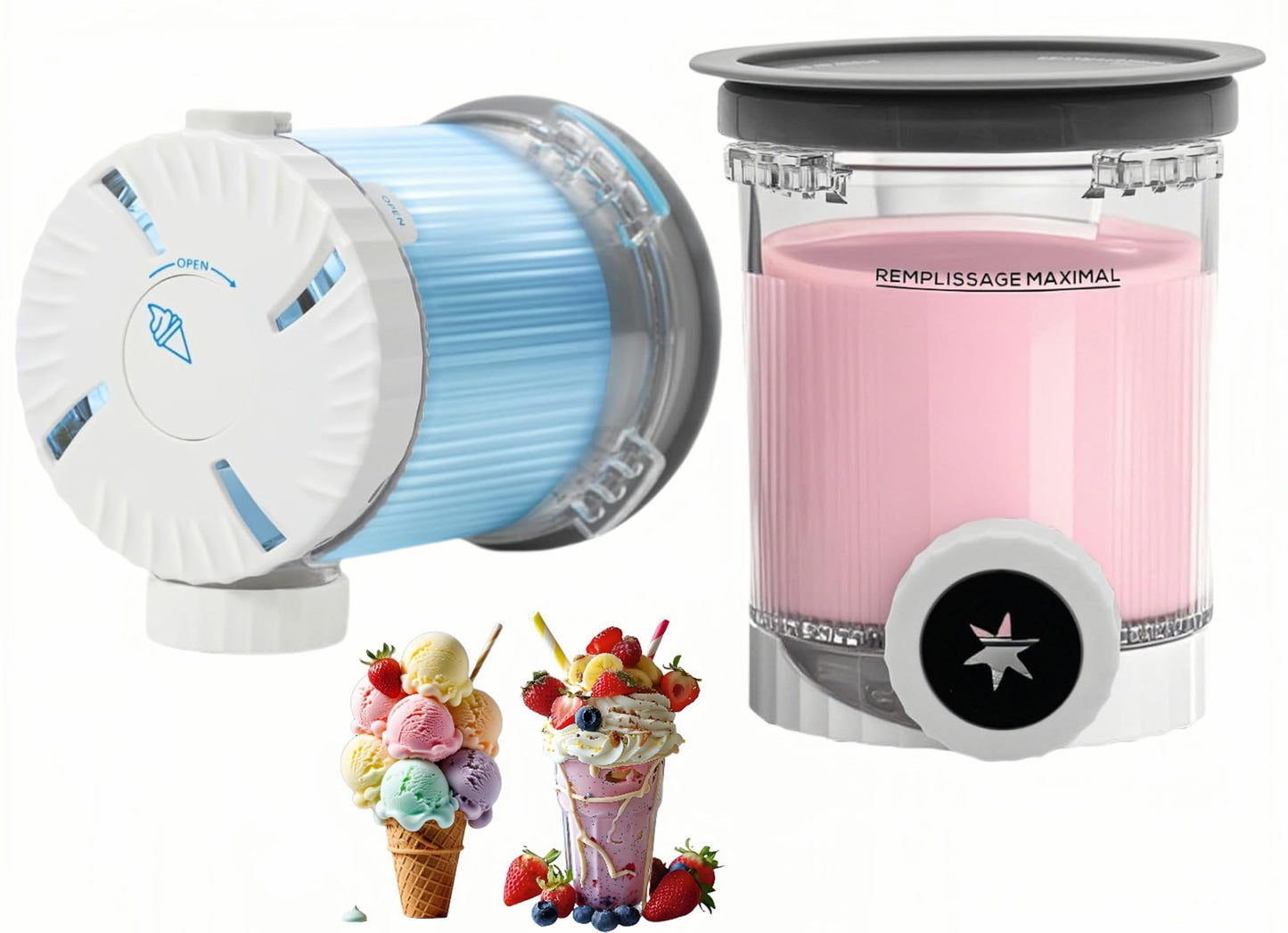 2pk Transparent Ice Cream Pint Containers with Lids 454g Ninja NC700 Series NEW