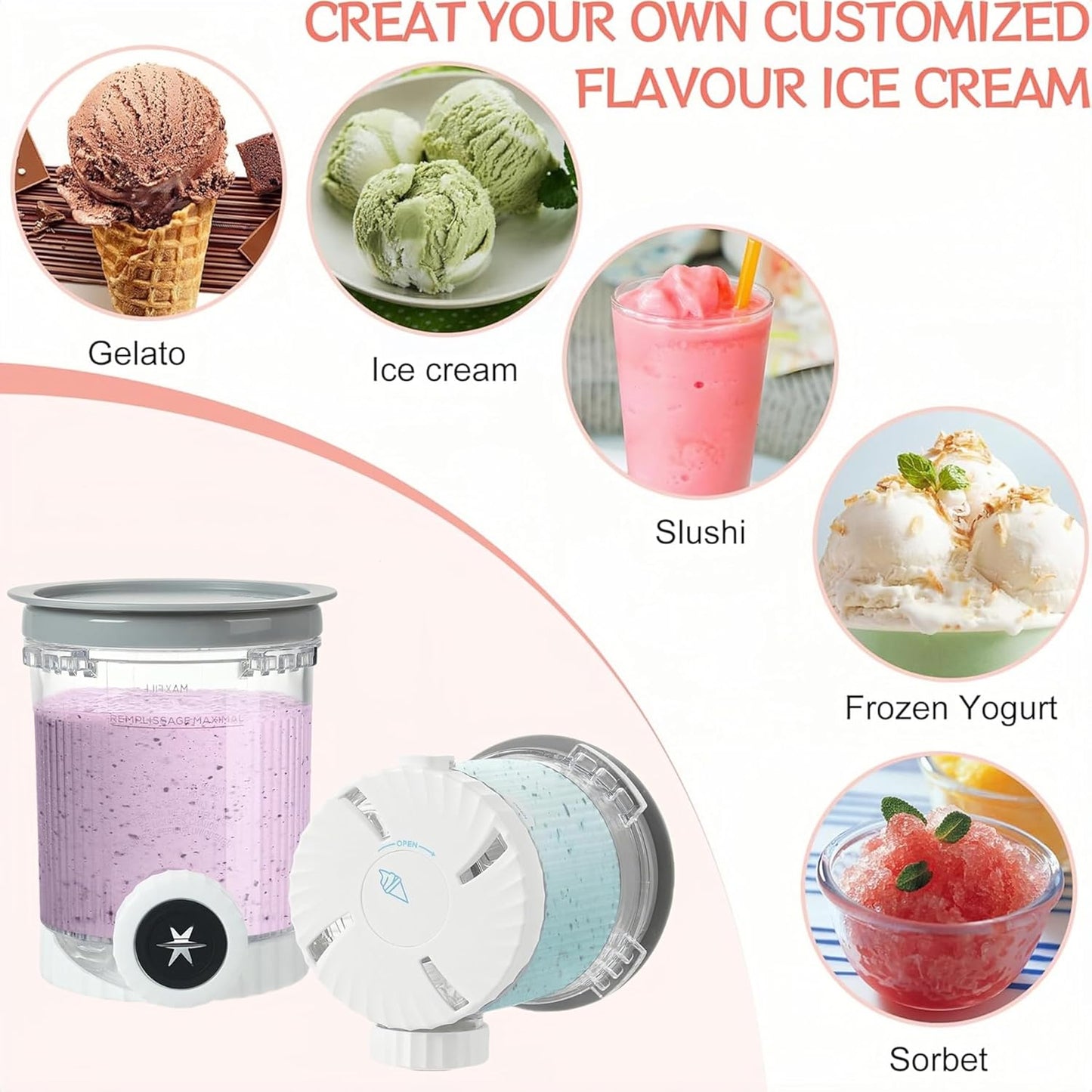 2pk Transparent Ice Cream Pint Containers with Lids 454g Ninja NC700 Series NEW