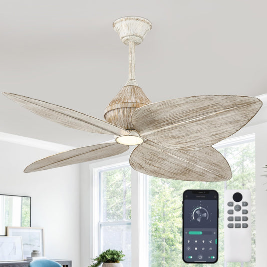 52 Inch Fans Ceiling Fan with Light Remote and App Control White-Rubbed DEMO