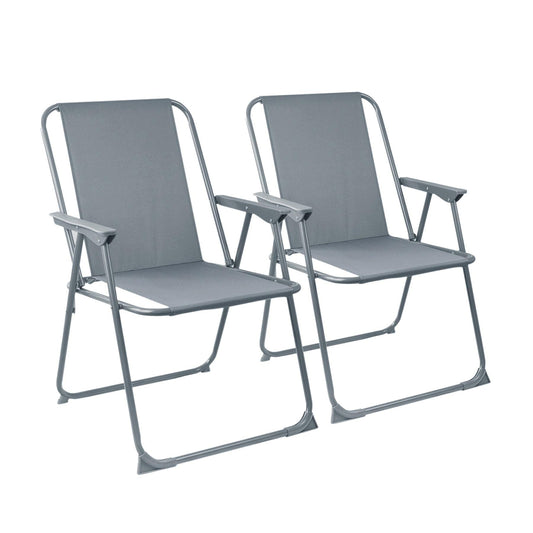 Harbour Housewares Folding Metal Outdoor Patio Chairs Grey Size 2 Pack NEW