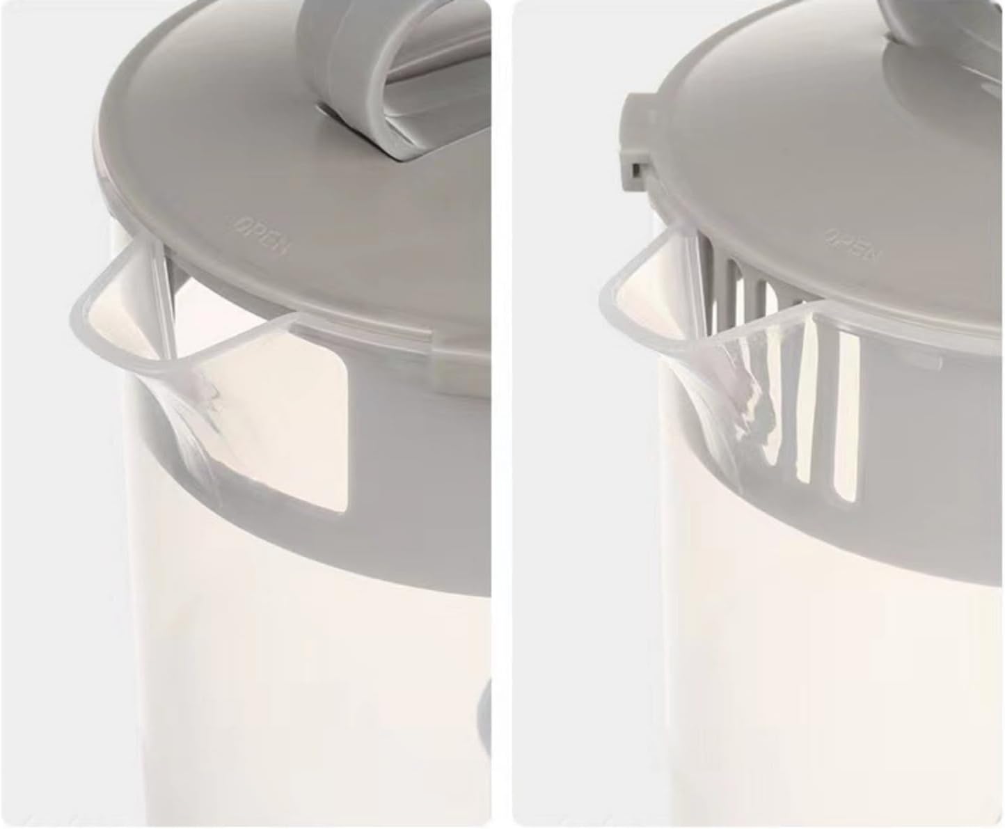 2 Quart Plastic Water Pitcher with Lid Transparent and Grey Angled Jugs NEW