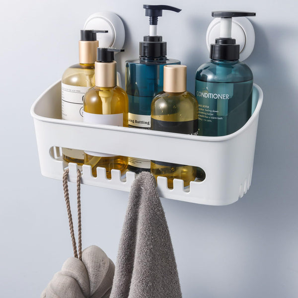 Bathroom Organizer Suction Cup Shower Caddy Removable White 27.4x9.4x7.4cm DEMO
