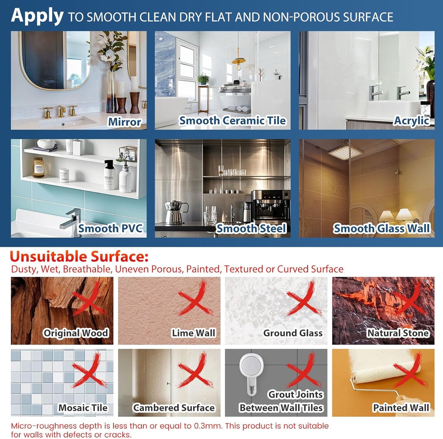 Bathroom Organizer Suction Cup Shower Caddy Removable White 27.4x9.4x7.4cm DEMO