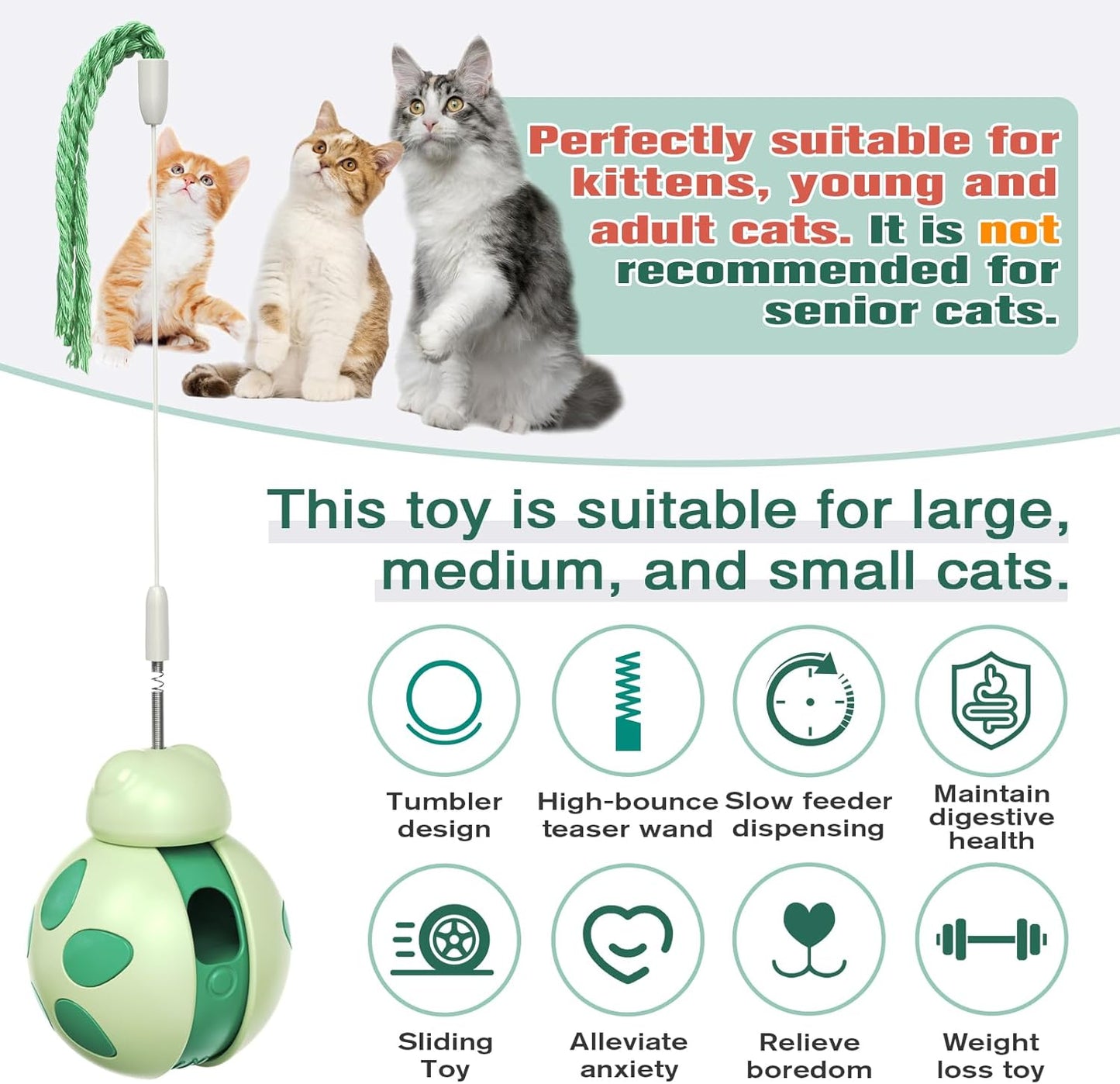 Small Green Interactive Thermoplastic Rubber Cat Puzzle Toys Size Small NEW