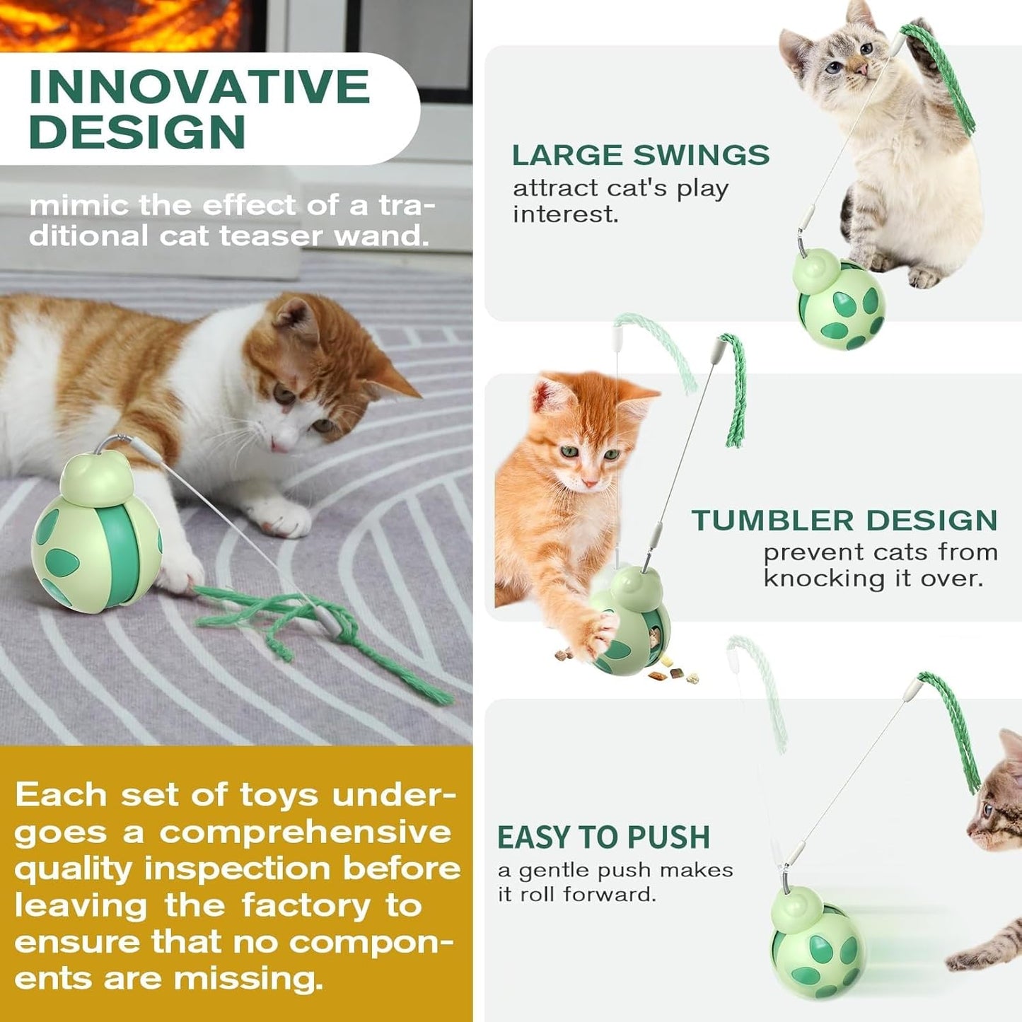 Small Green Interactive Thermoplastic Rubber Cat Puzzle Toys Size Small NEW