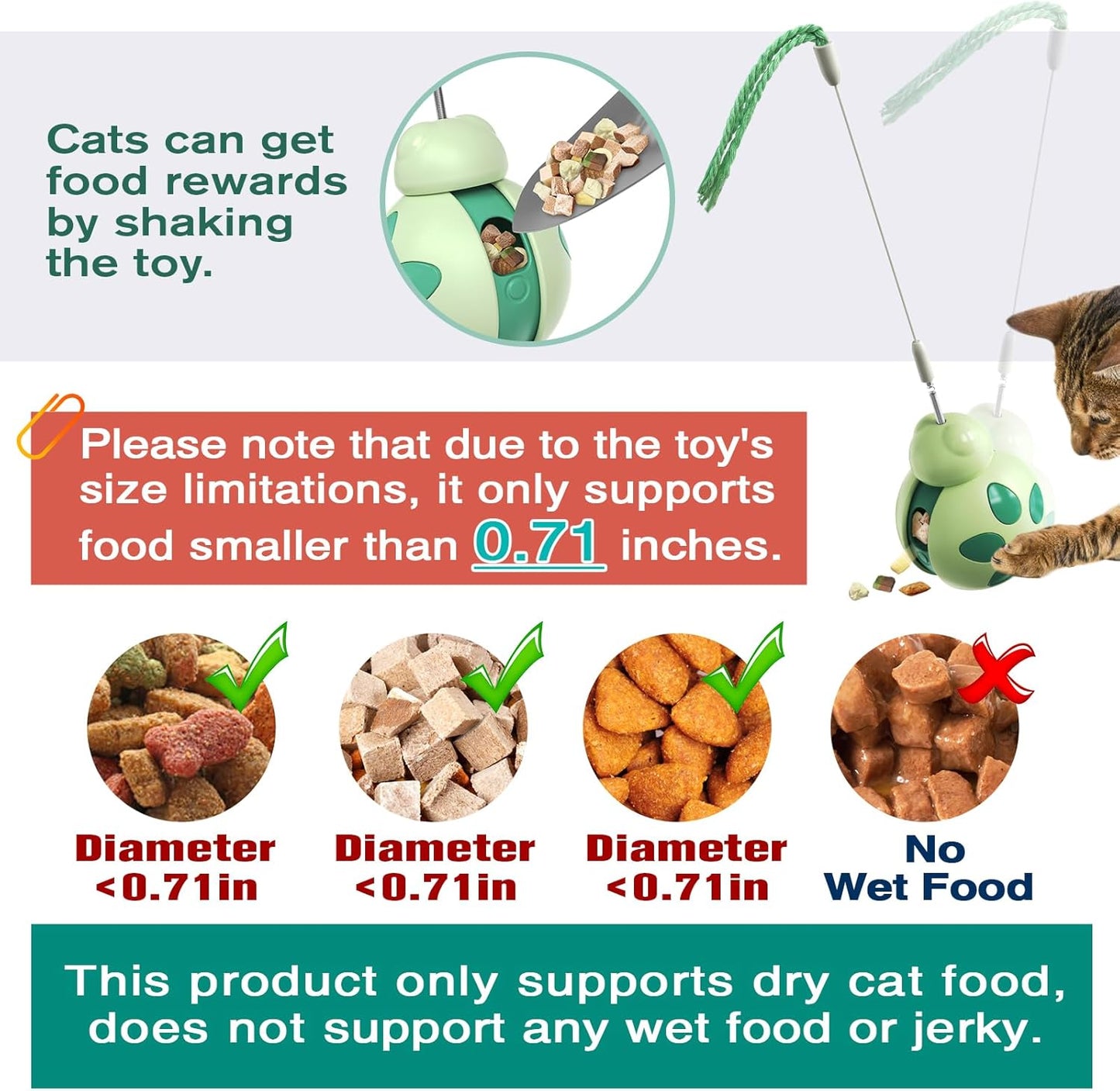 Small Green Interactive Thermoplastic Rubber Cat Puzzle Toys Size Small NEW