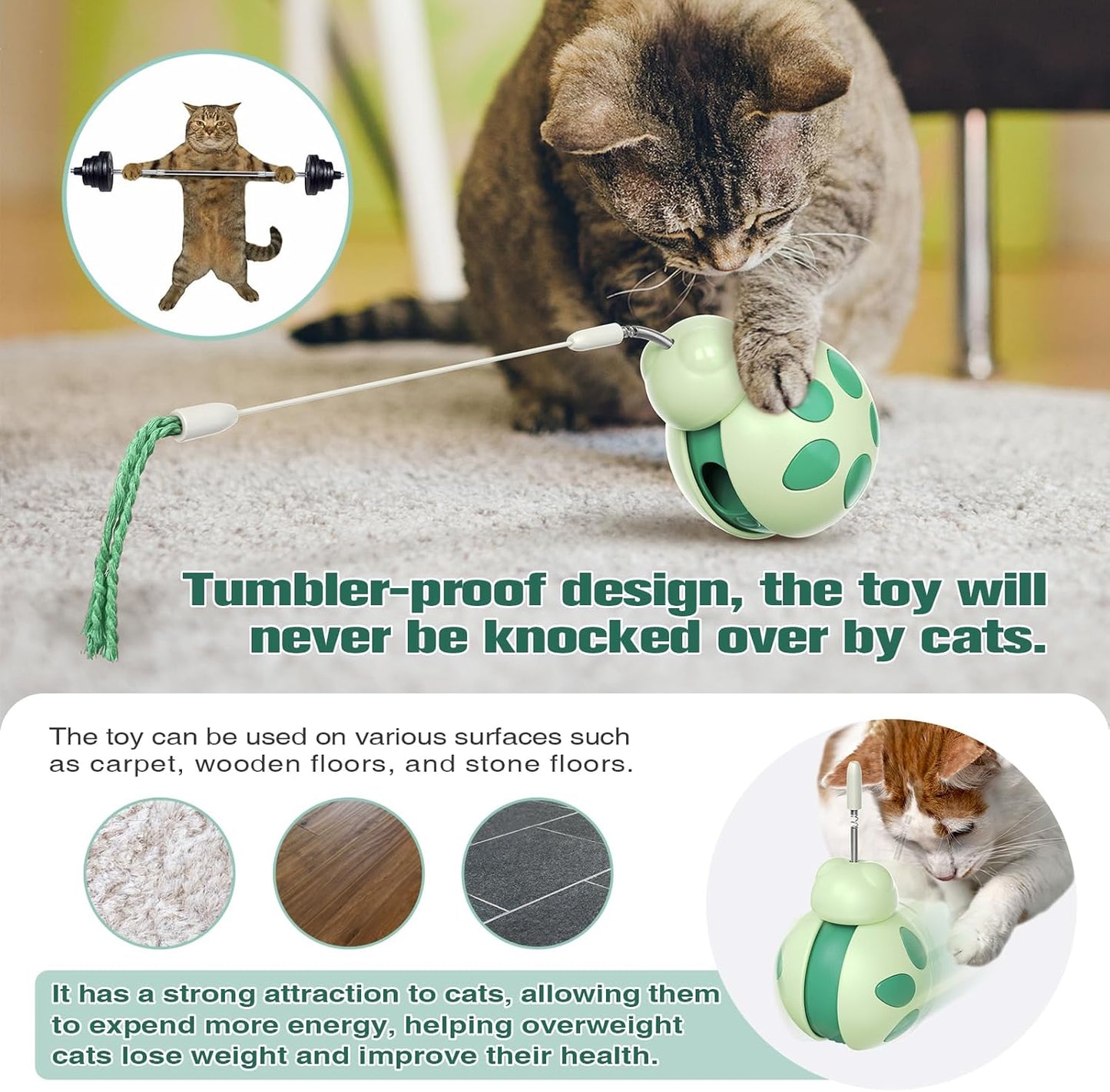 Small Green Interactive Thermoplastic Rubber Cat Puzzle Toys Size Small NEW