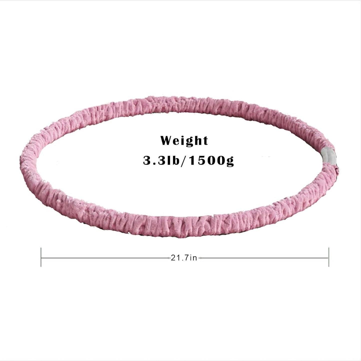 Weighted Velvet Fitness Hula Hoops for Exercise, Pink 3.3lbs/1.5kg Size DEMO