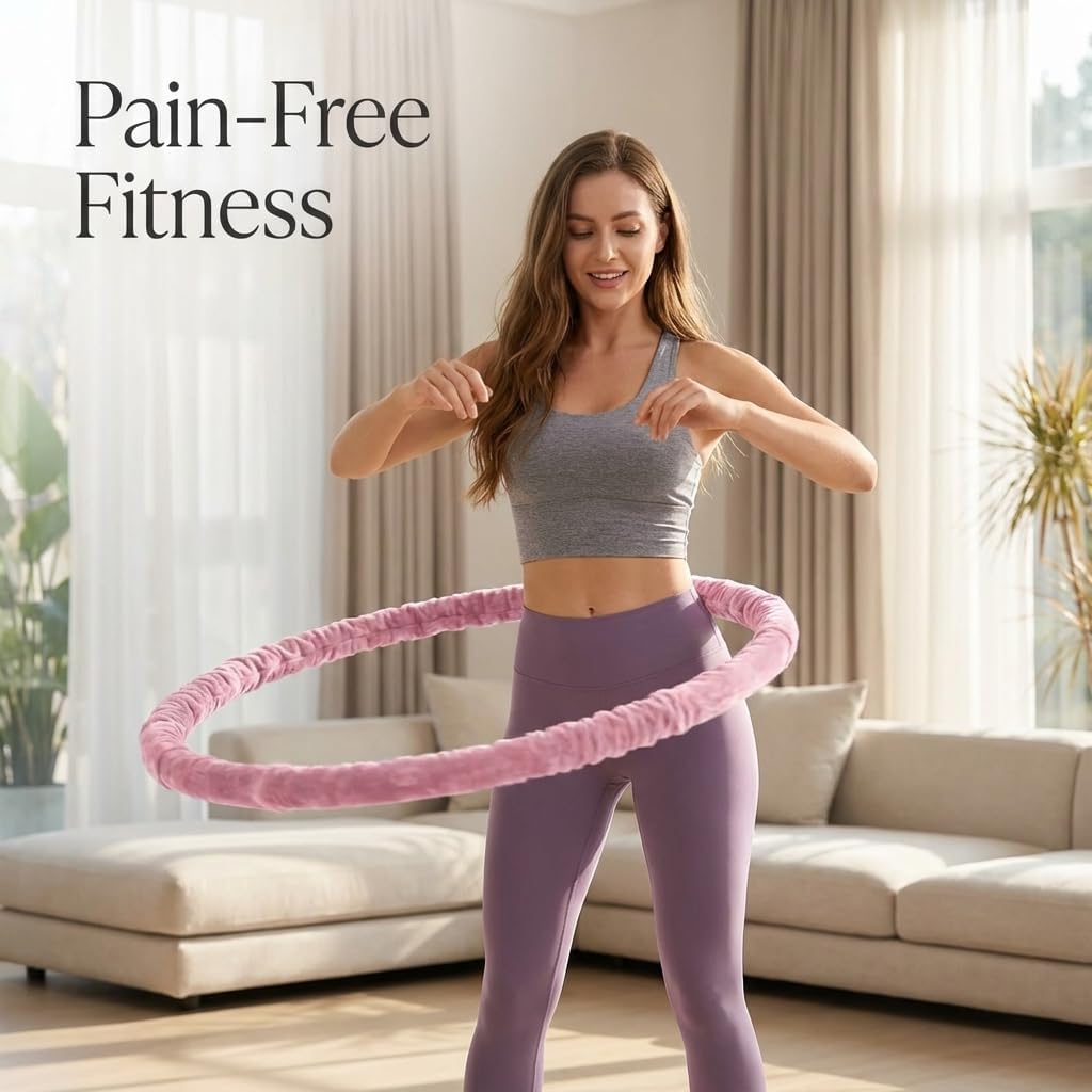 Weighted Velvet Fitness Hula Hoops for Exercise, Pink 3.3lbs/1.5kg Size DEMO