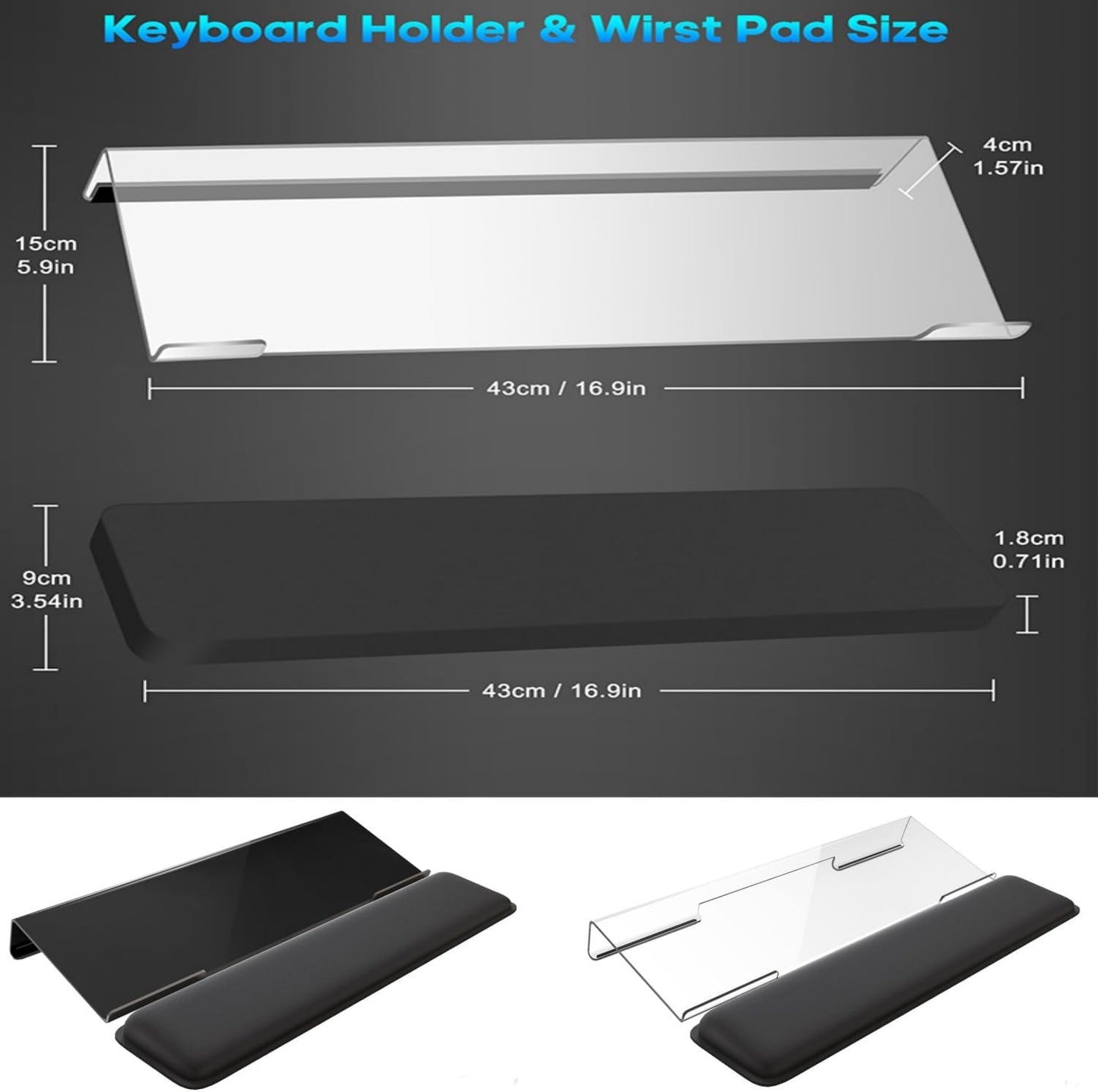 Ergonomic Keyboard Wrist Rest Stand Anti-Slip Grip Home Office Black NEW