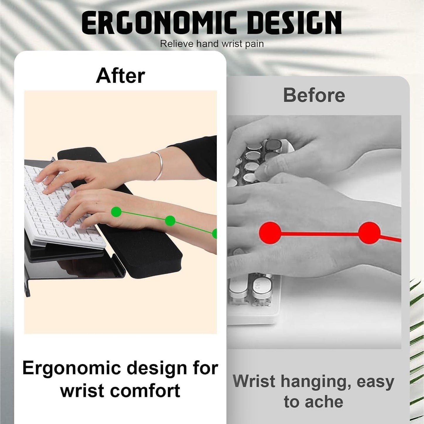 Ergonomic Keyboard Wrist Rest Stand Anti-Slip Grip Home Office Black NEW