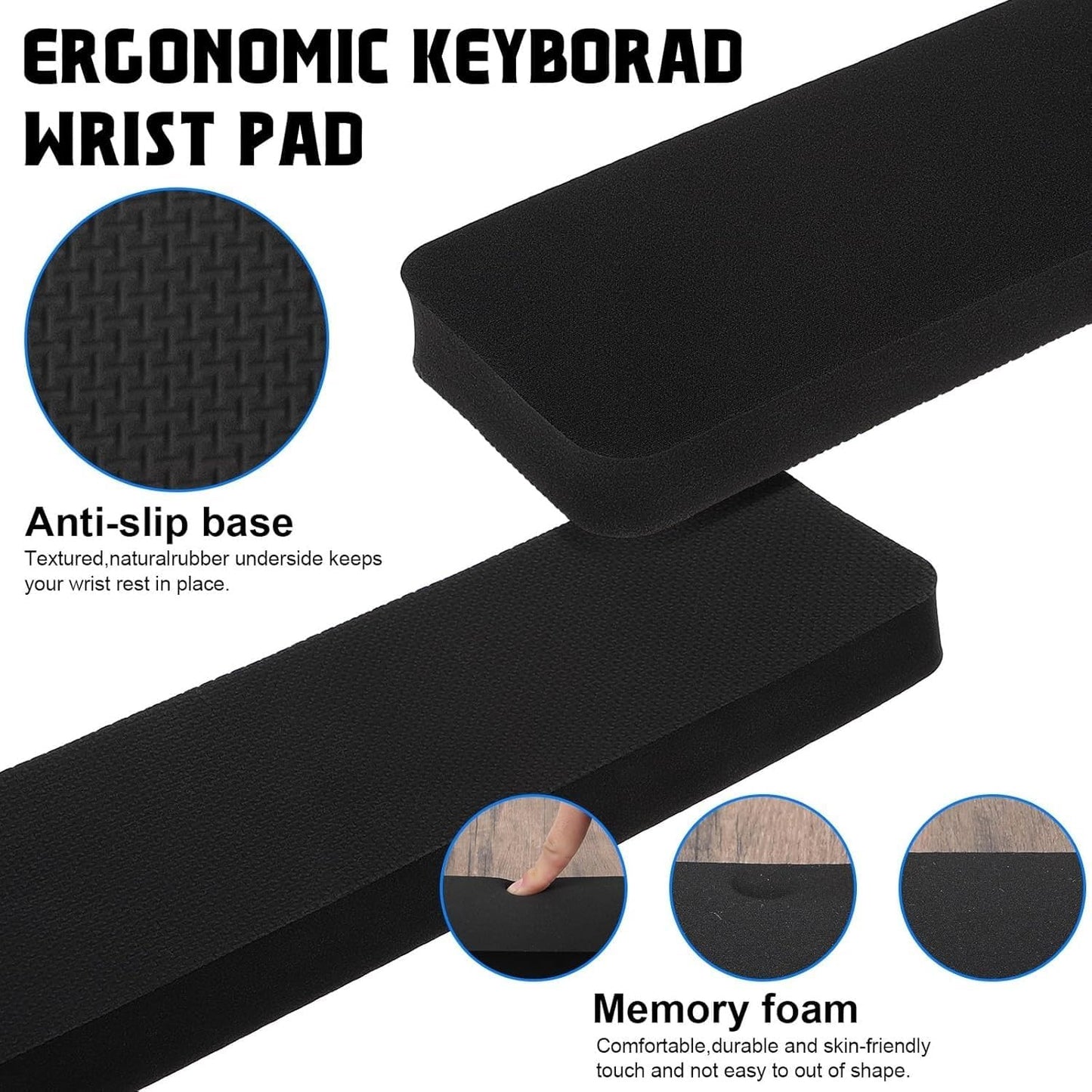 Ergonomic Keyboard Wrist Rest Stand Anti-Slip Grip Home Office Black NEW