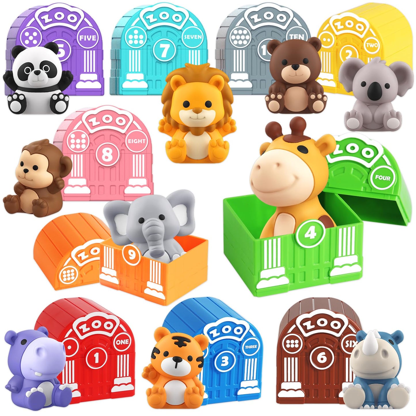 20-Piece Safari Animal Learning Toys Multicoloured Toddler Educational Set NEW