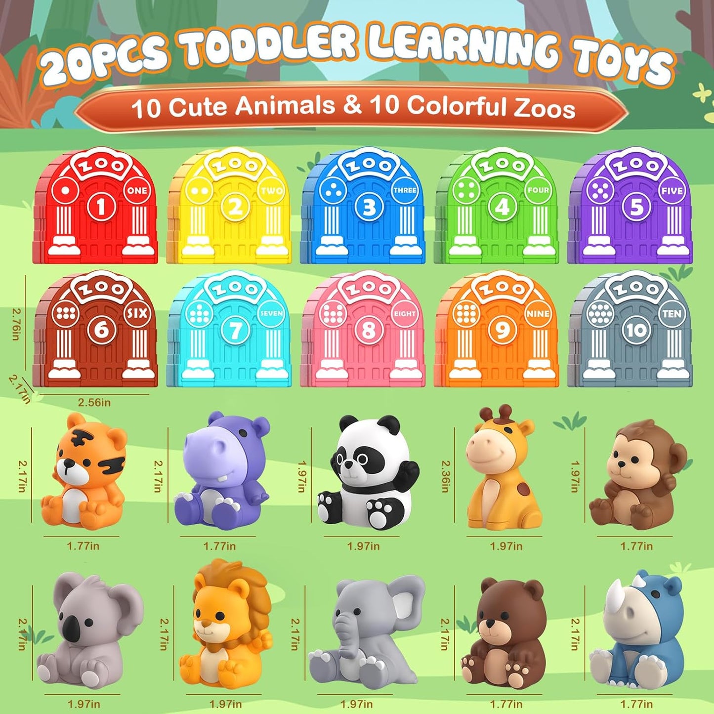 20-Piece Safari Animal Learning Toys Multicoloured Toddler Educational Set NEW