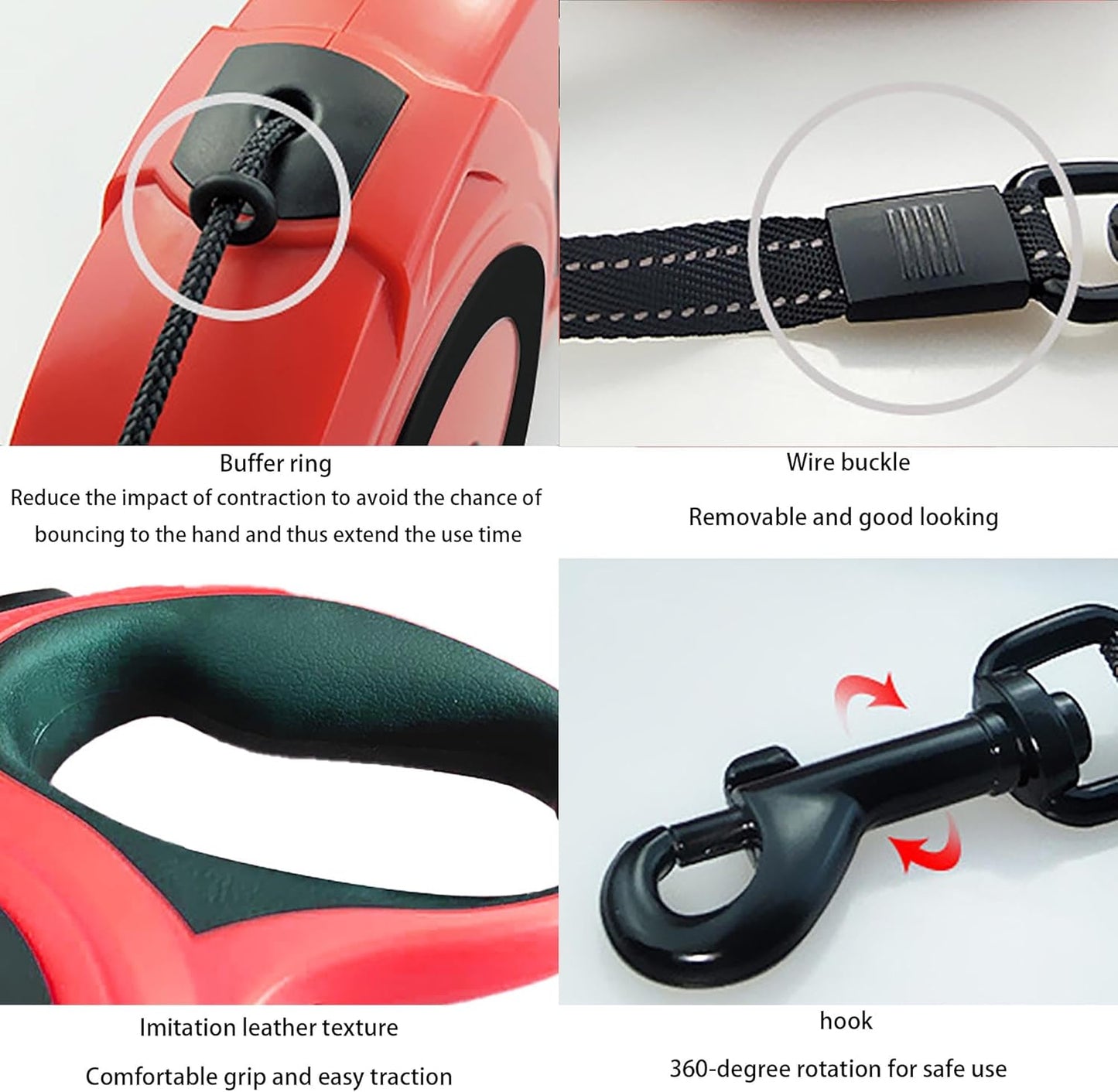 Retractable Dog Leash Lead Dispenser Reflective Nylon Rope Black Large 5m NEW