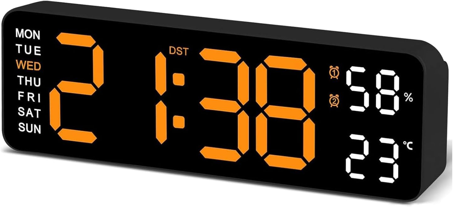 9" LED Alarm Clock Bedside Desk Table Black Nightstand Bedroom Decor NEW