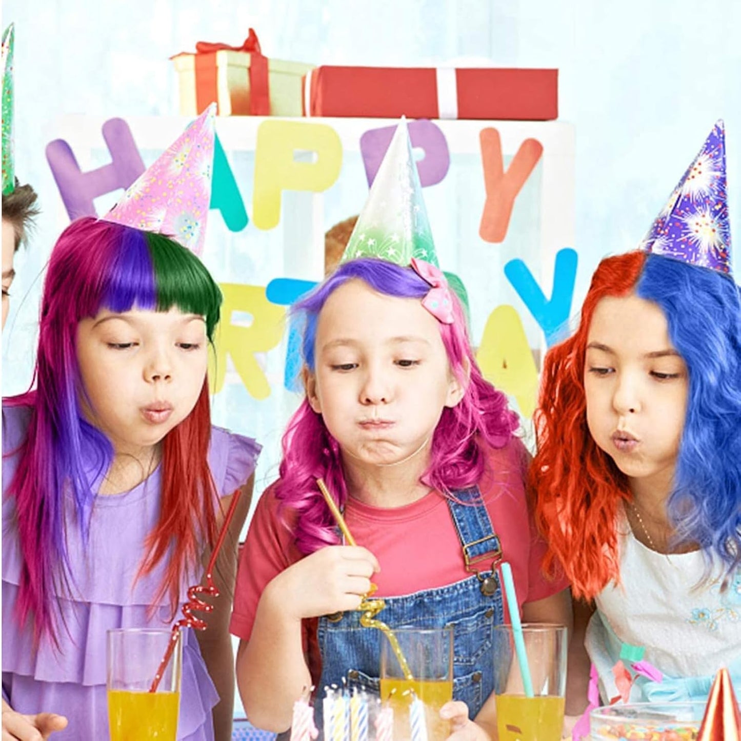 Vibrant Multicolour Hair Chalk Comb Set - 10 Temporary Chalks for DEMO
