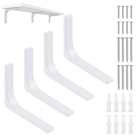 Mardatt 8" White Wall Shelf Brackets Heavy Duty Storage Organizer Shelves NEW