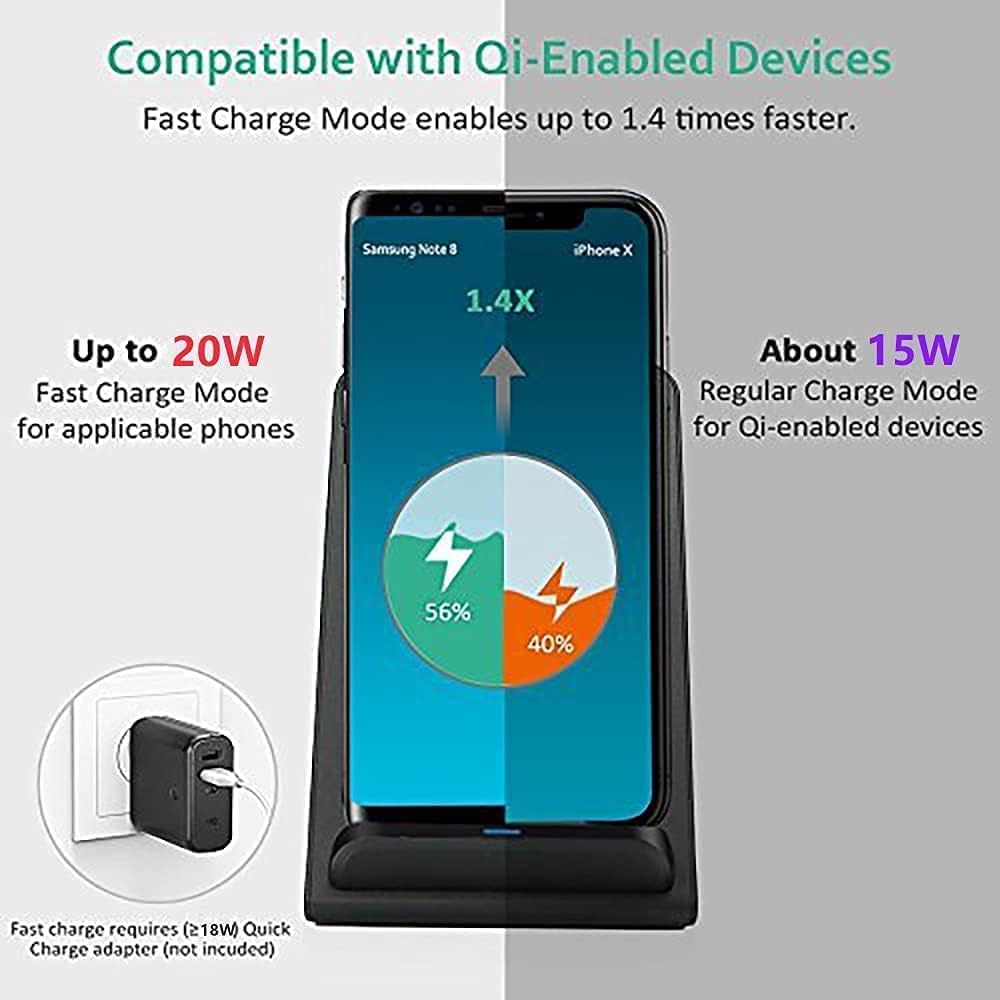 20W Fast Wireless Charging Stand for iPhone 14 Qi Dock in Black NEW