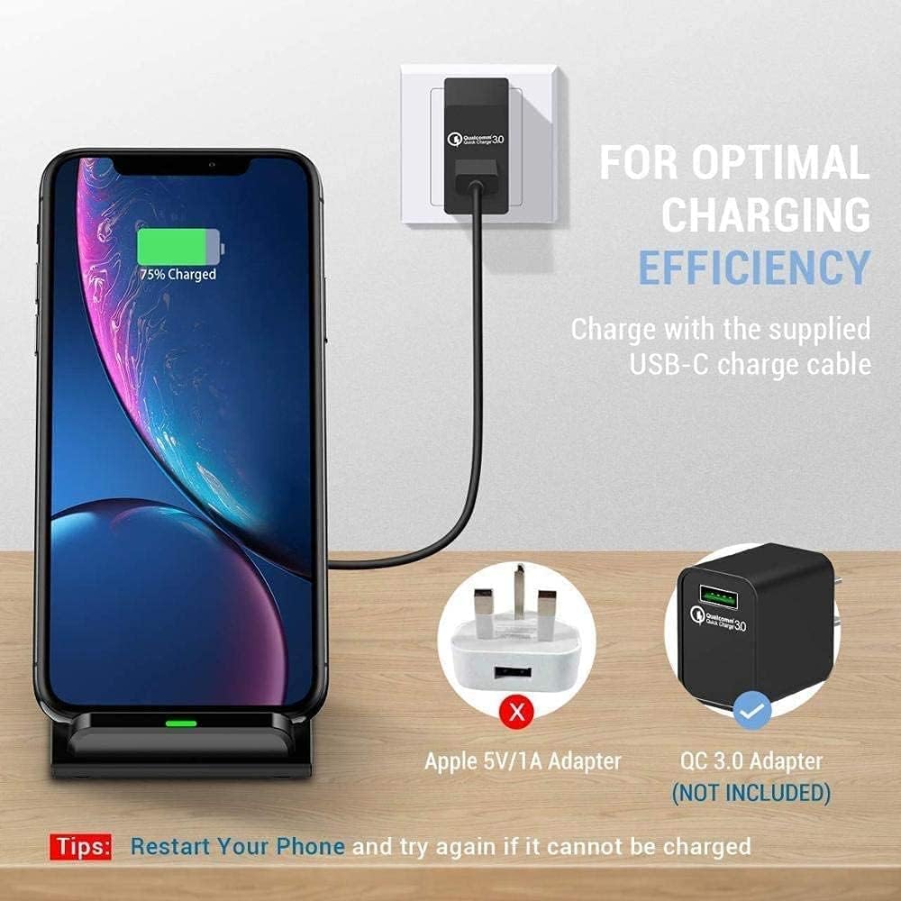 20W Fast Wireless Charging Stand for iPhone 14 Qi Dock in Black NEW