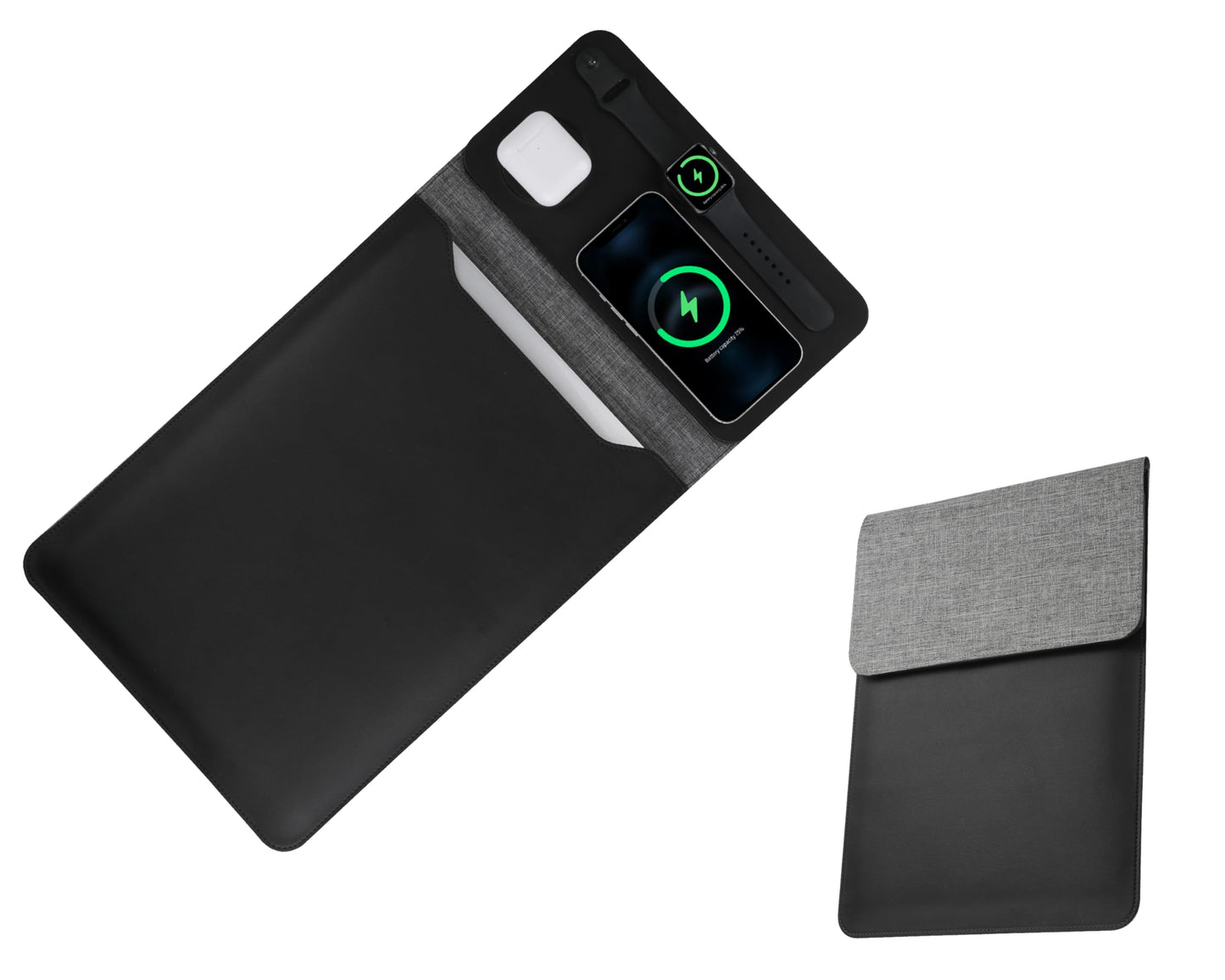 5-in-1 Laptop Sleeve with Wireless Charging for 12-14" Tablets/Laptops NEW