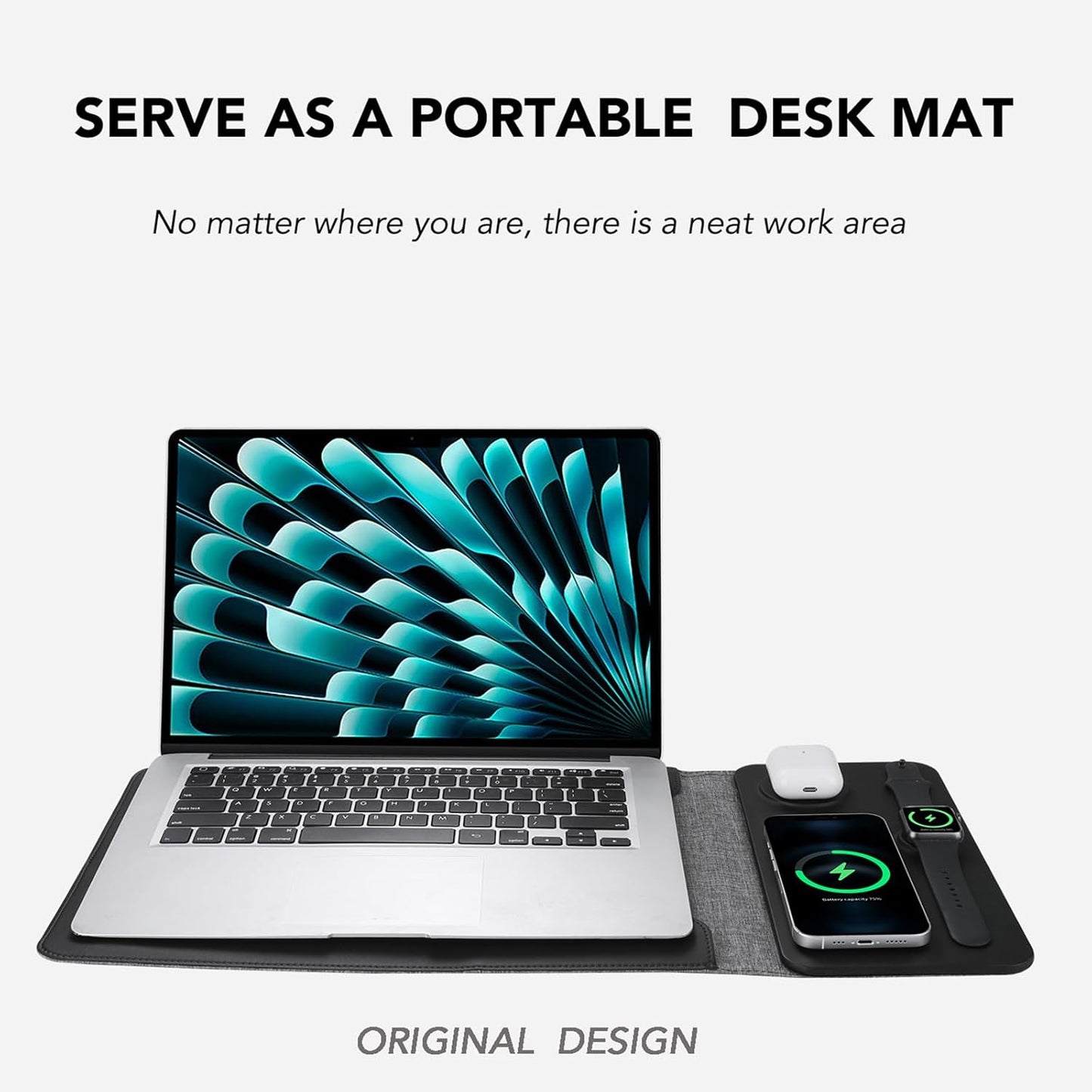 5-in-1 Laptop Sleeve with Wireless Charging for 12-14" Tablets/Laptops NEW
