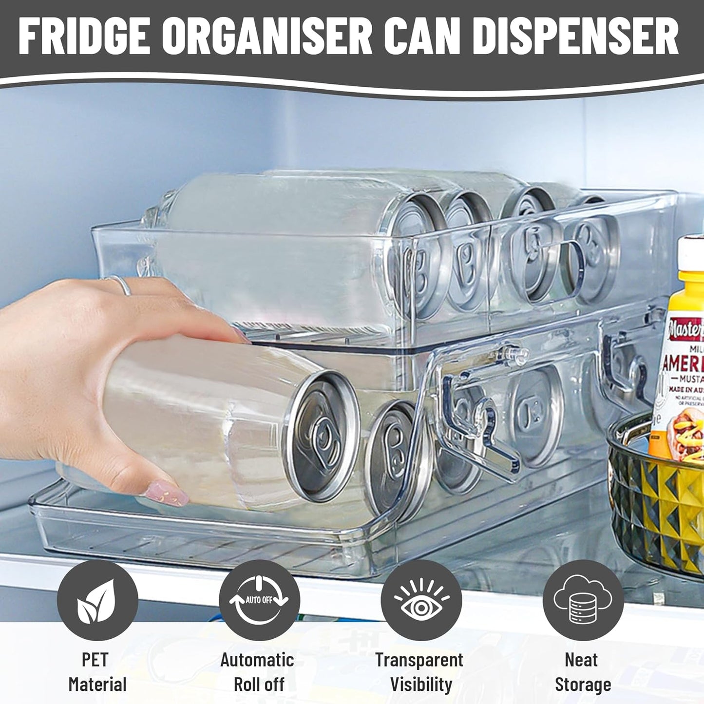 2-Tier Fridge Organizer Clear Plastic Kitchen Storage Accessories Size NEW