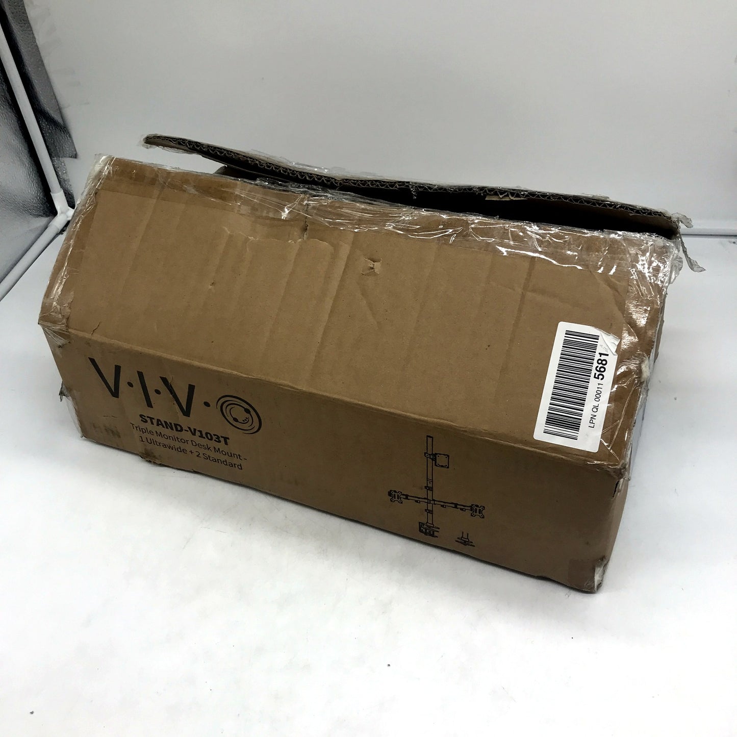 VIVO Adjustable Triple Monitor Desk Mount for Ultrawide Displays Black DEMO
