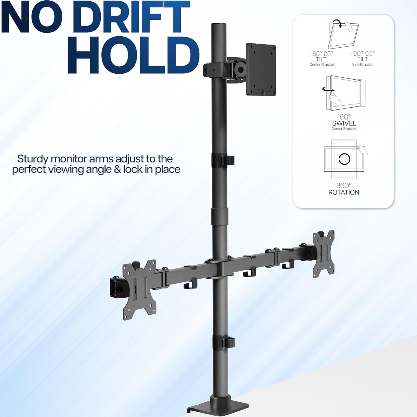 VIVO Adjustable Triple Monitor Desk Mount for Ultrawide Displays Black DEMO