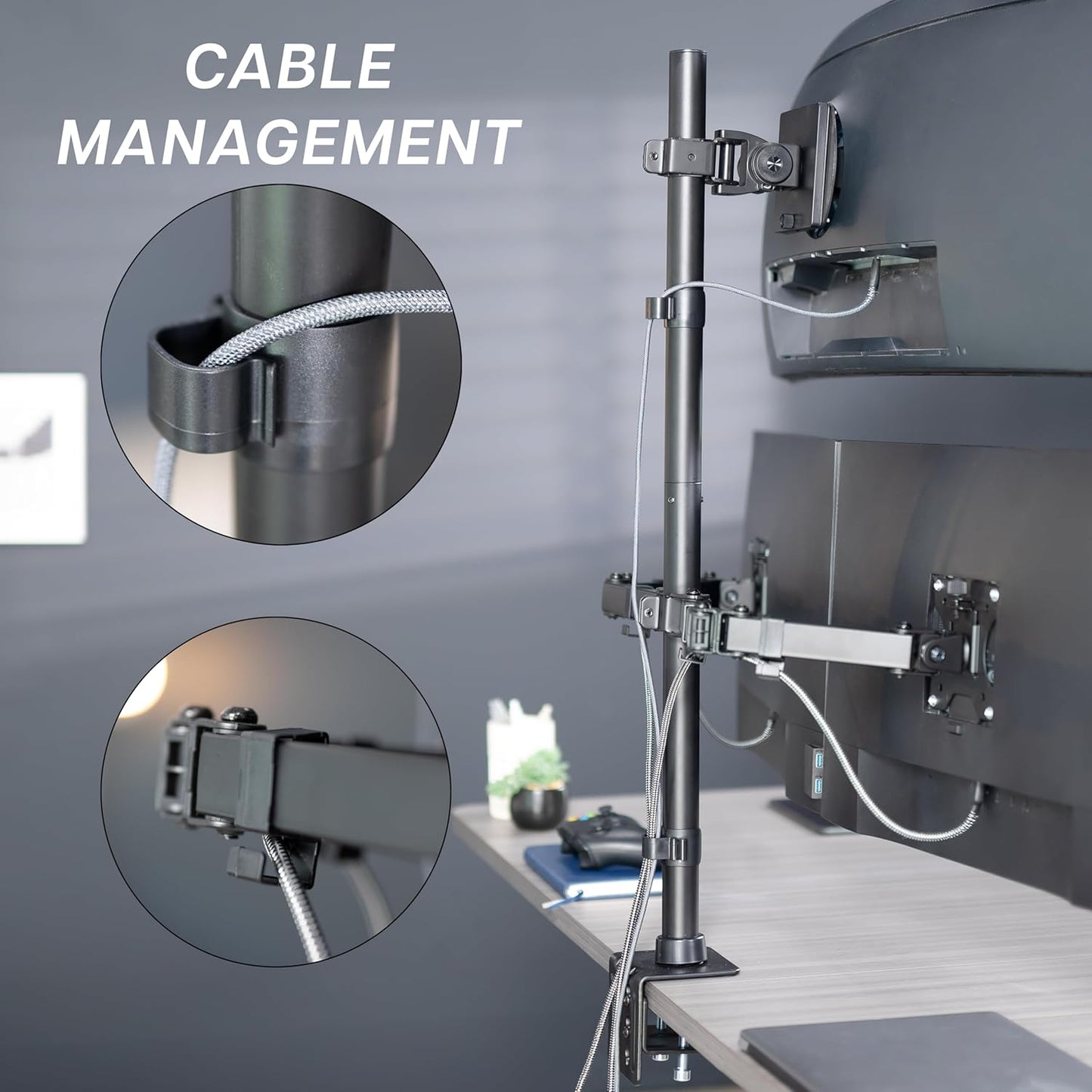 VIVO Adjustable Triple Monitor Desk Mount for Ultrawide Displays Black DEMO