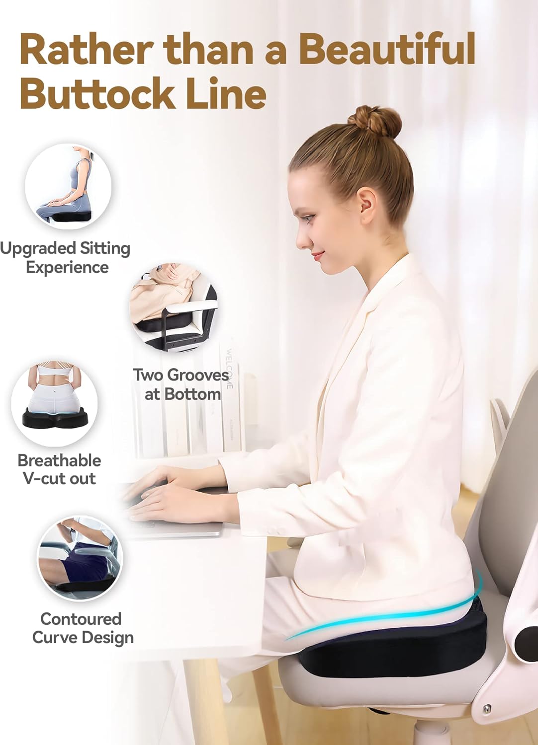 Travel Ease Memory Foam Seat Cushion Butterfly-Shape Back Support 44 x 38 DEMO