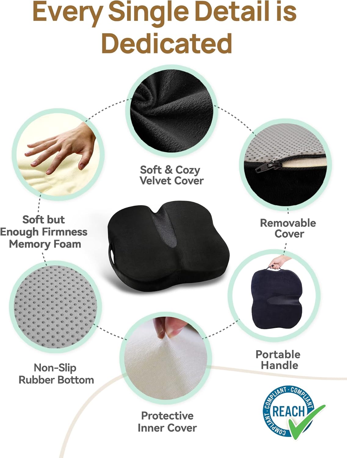 Travel Ease Memory Foam Seat Cushion Butterfly-Shape Back Support 44 x 38 DEMO