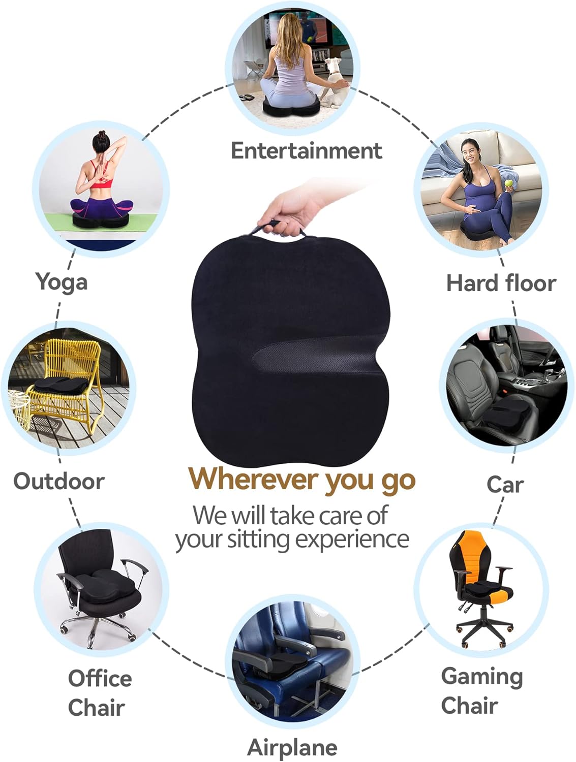 Travel Ease Memory Foam Seat Cushion Butterfly-Shape Back Support 44 x 38 DEMO