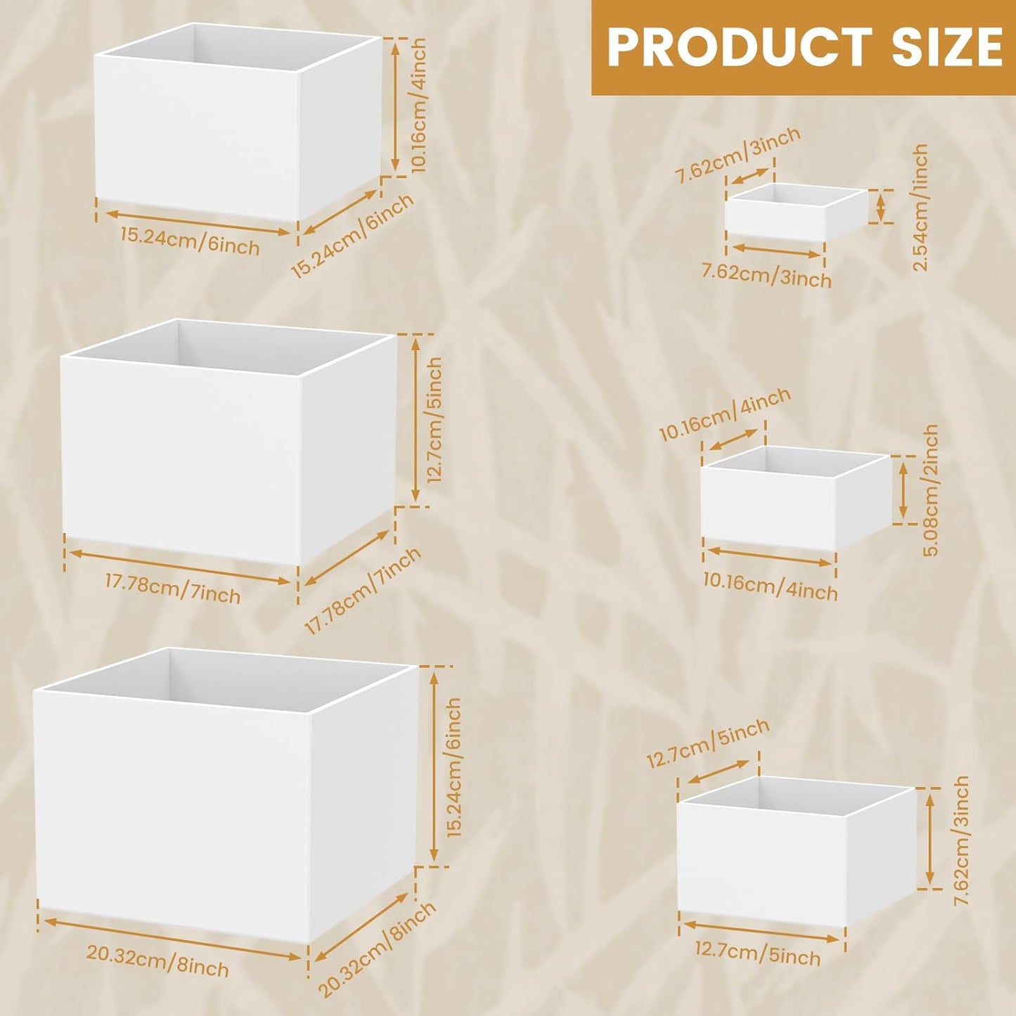 Acrylic Display Risers Square Buffet Stands Food Jewelry Showcase White DEMO