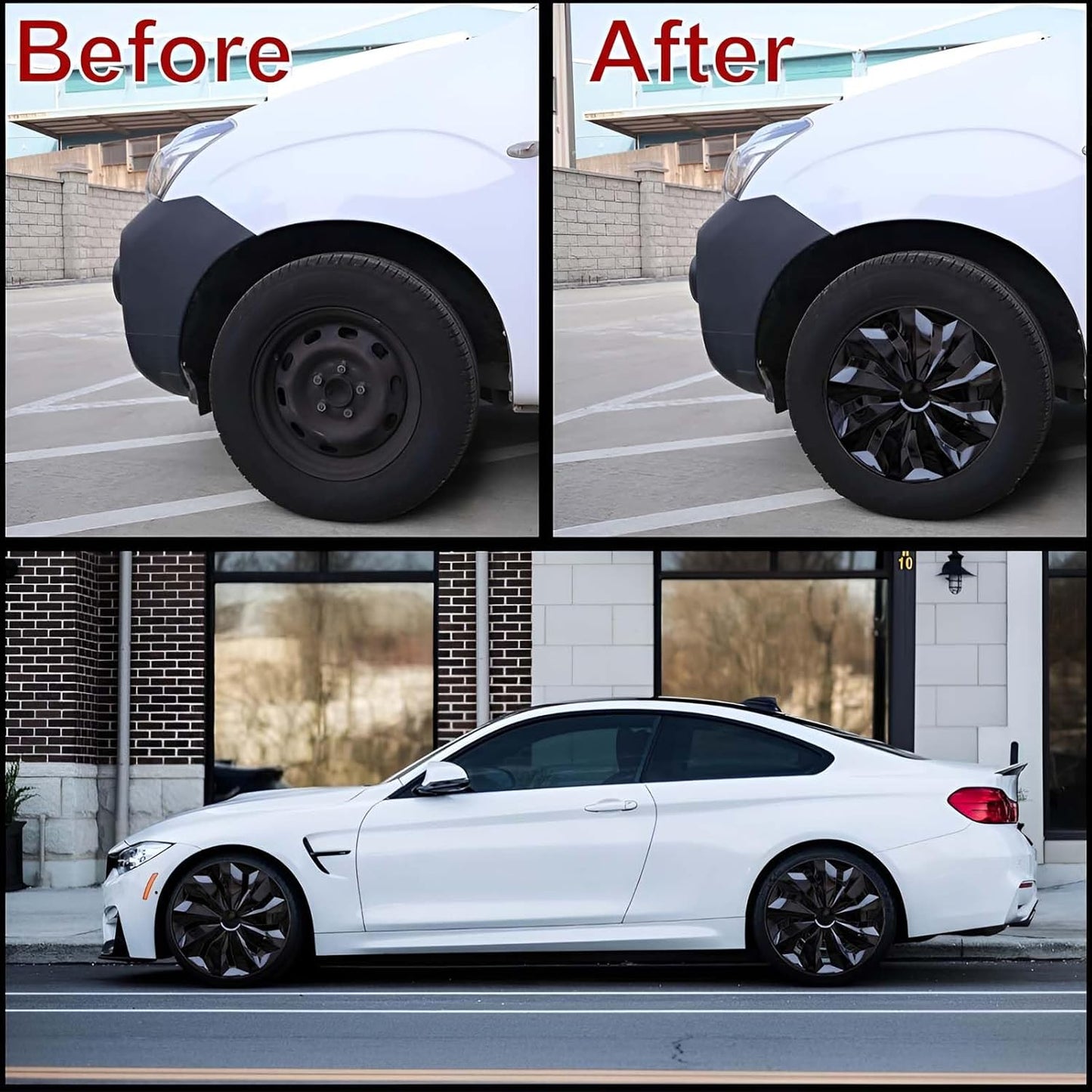 15 Inch Black Plastic Hub Centre Caps Replacement Snap On Covers for DEMO