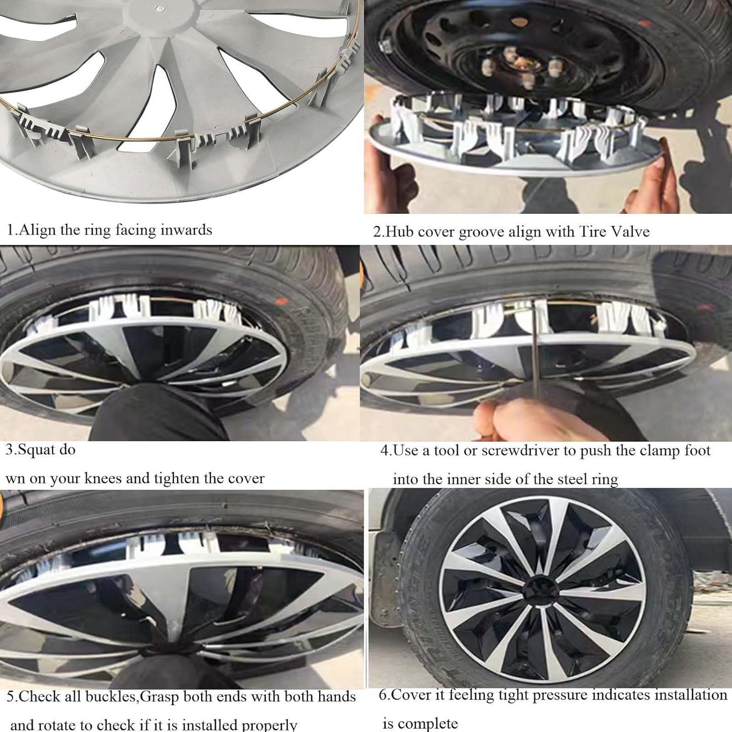 15 Inch Black Plastic Hub Centre Caps Replacement Snap On Covers for DEMO