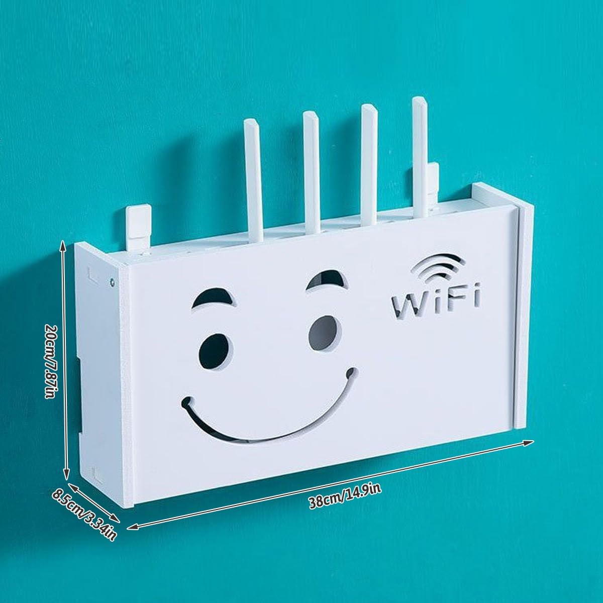Wall-Mounted Router Storage Box and Shelf, White, 38cm x 8.5cm 20cm Size NEW