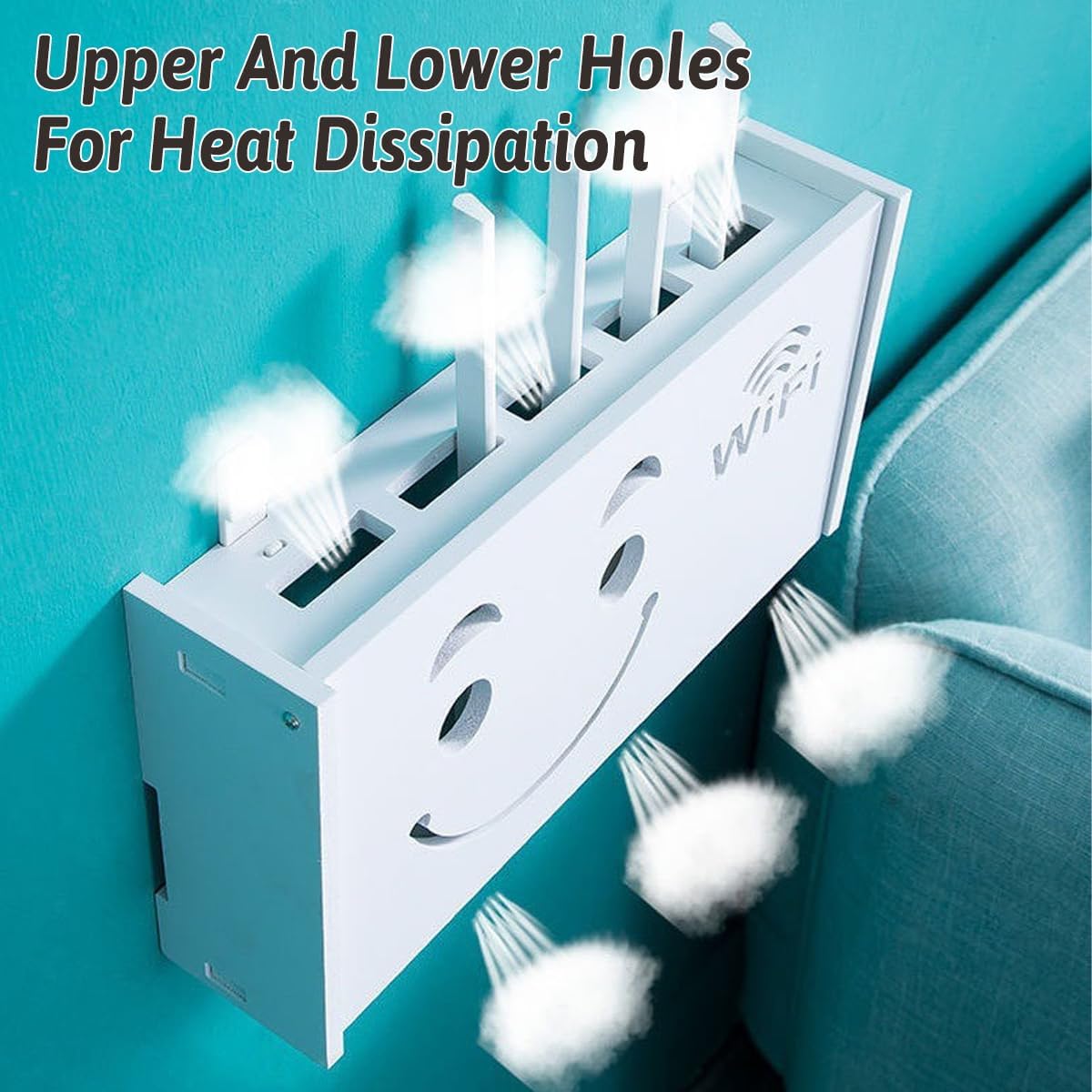 Wall-Mounted Router Storage Box and Shelf, White, 38cm x 8.5cm 20cm Size NEW