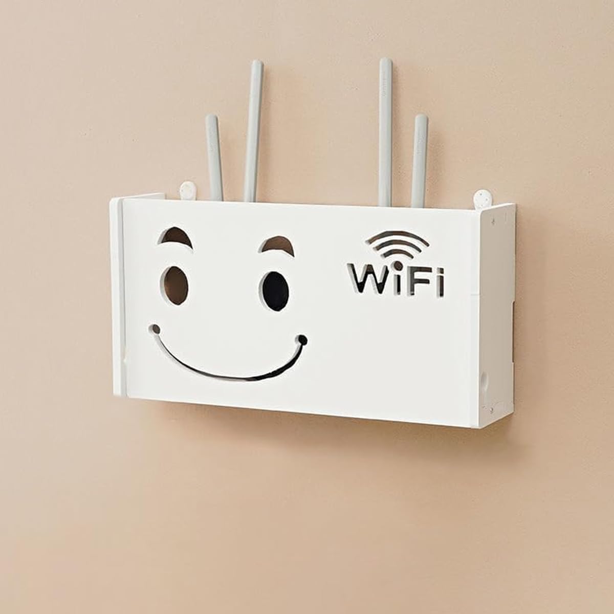 Wall-Mounted Router Storage Box and Shelf, White, 38cm x 8.5cm 20cm Size NEW