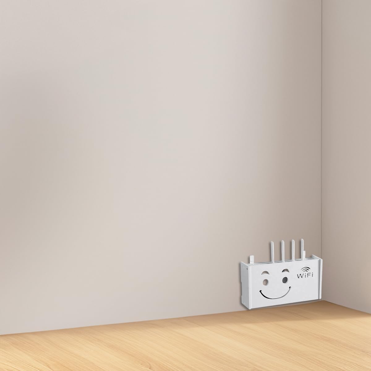 Wall-Mounted Router Storage Box and Shelf, White, 38cm x 8.5cm 20cm Size NEW