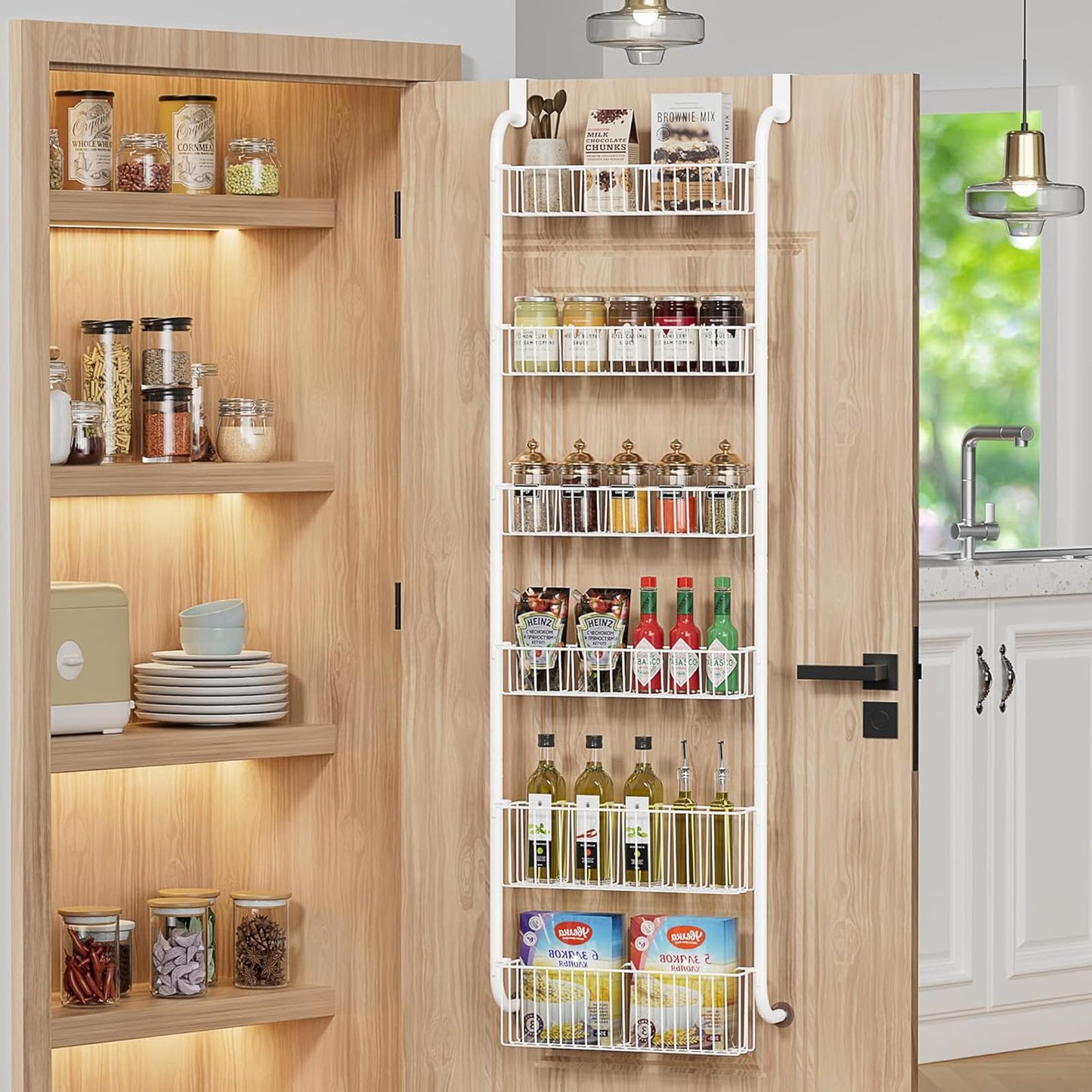 6-Tier Kitchen Storage Organizer Shelf Pantry Door Rack White Size 17 cm x NEW
