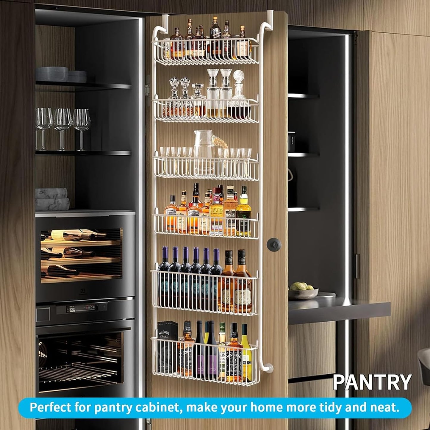 6-Tier Kitchen Storage Organizer Shelf Pantry Door Rack White Size 17 cm x NEW