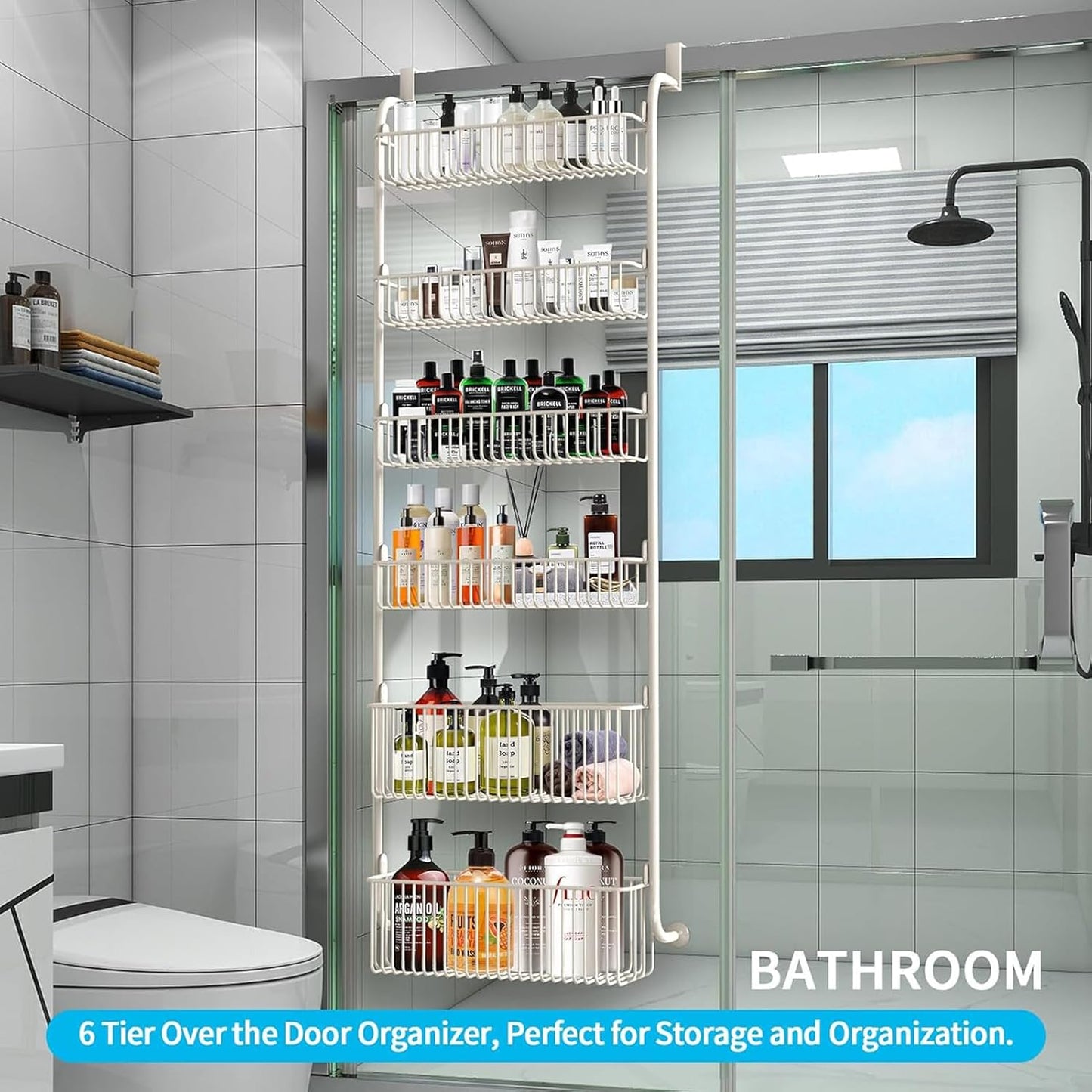 6-Tier Kitchen Storage Organizer Shelf Pantry Door Rack White Size 17 cm x NEW